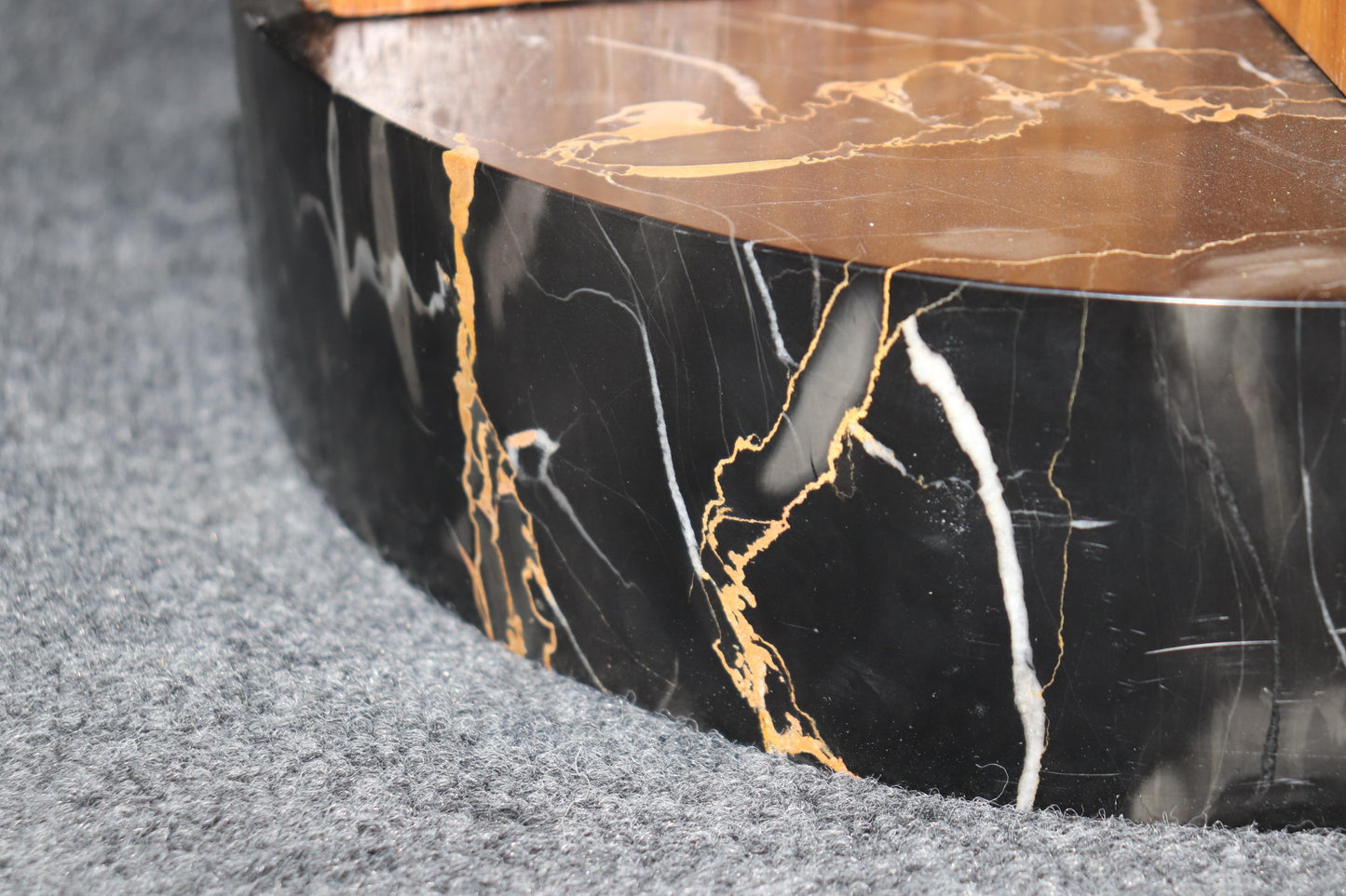 Fine French Karelian Birch Black Portoro Marble French Art Deco Console Table