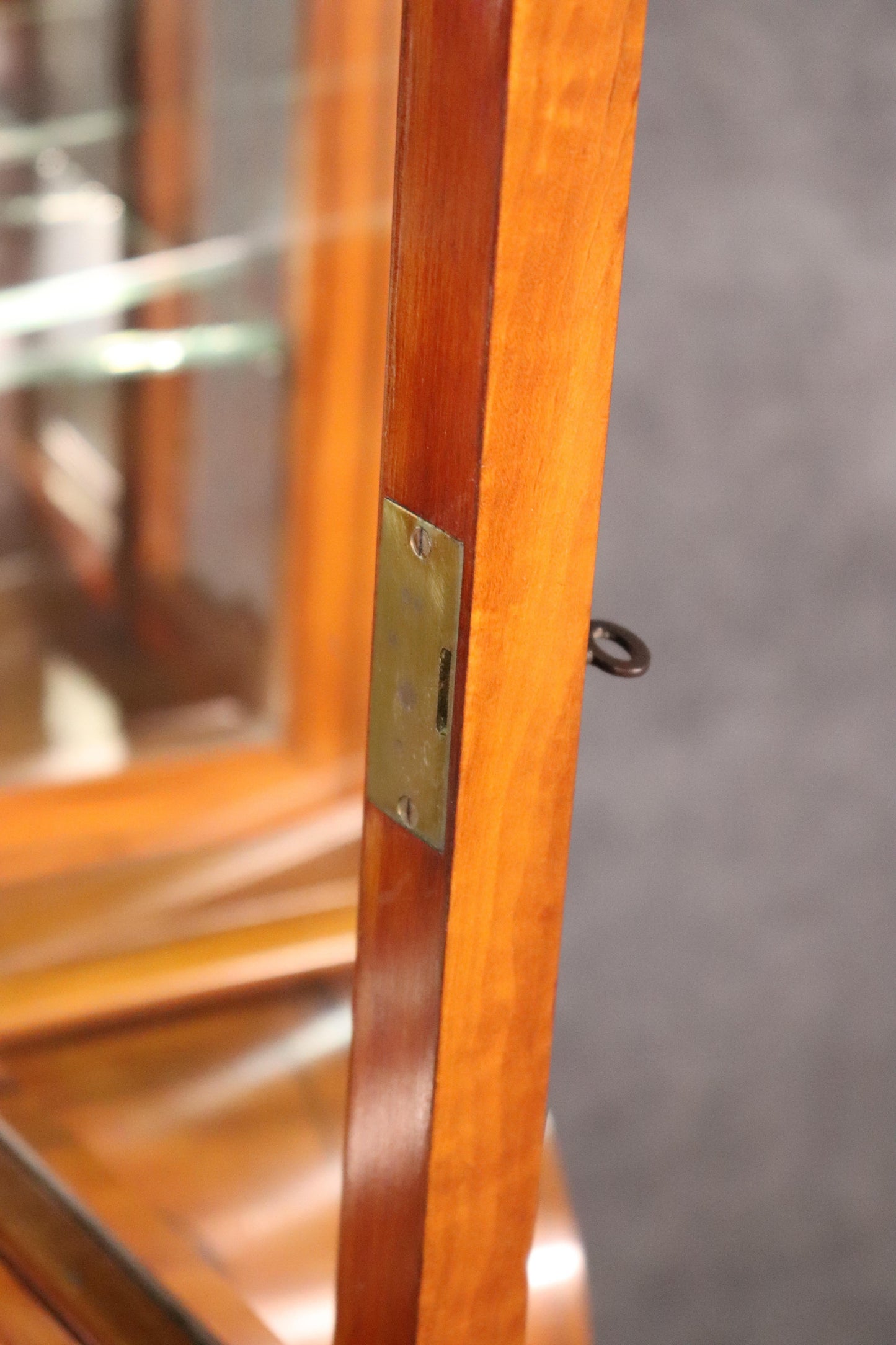 English Satinwood Adams Inlaid Secretary Desk Vitrine Top with Inkwells