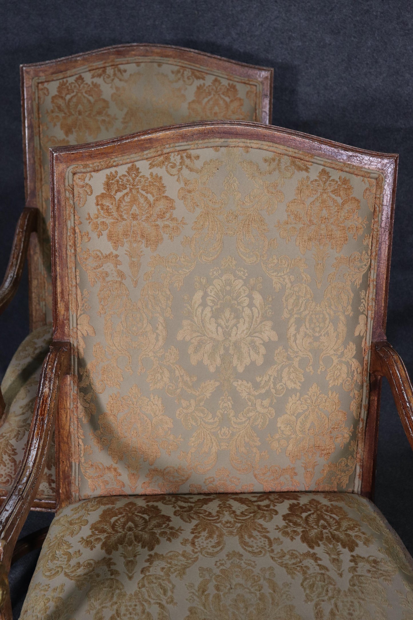 Set 4 French Paint Decorated Giltwood Rams Head Armchairs Dining Office Chairs