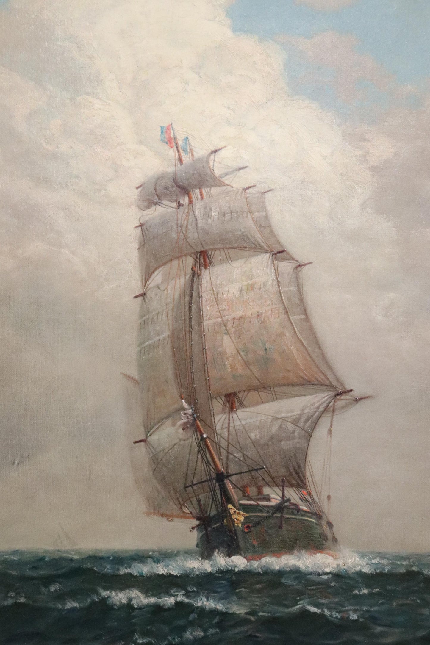 Fine Signed Painting of a Tall Sailing Ship James Gale Tyler