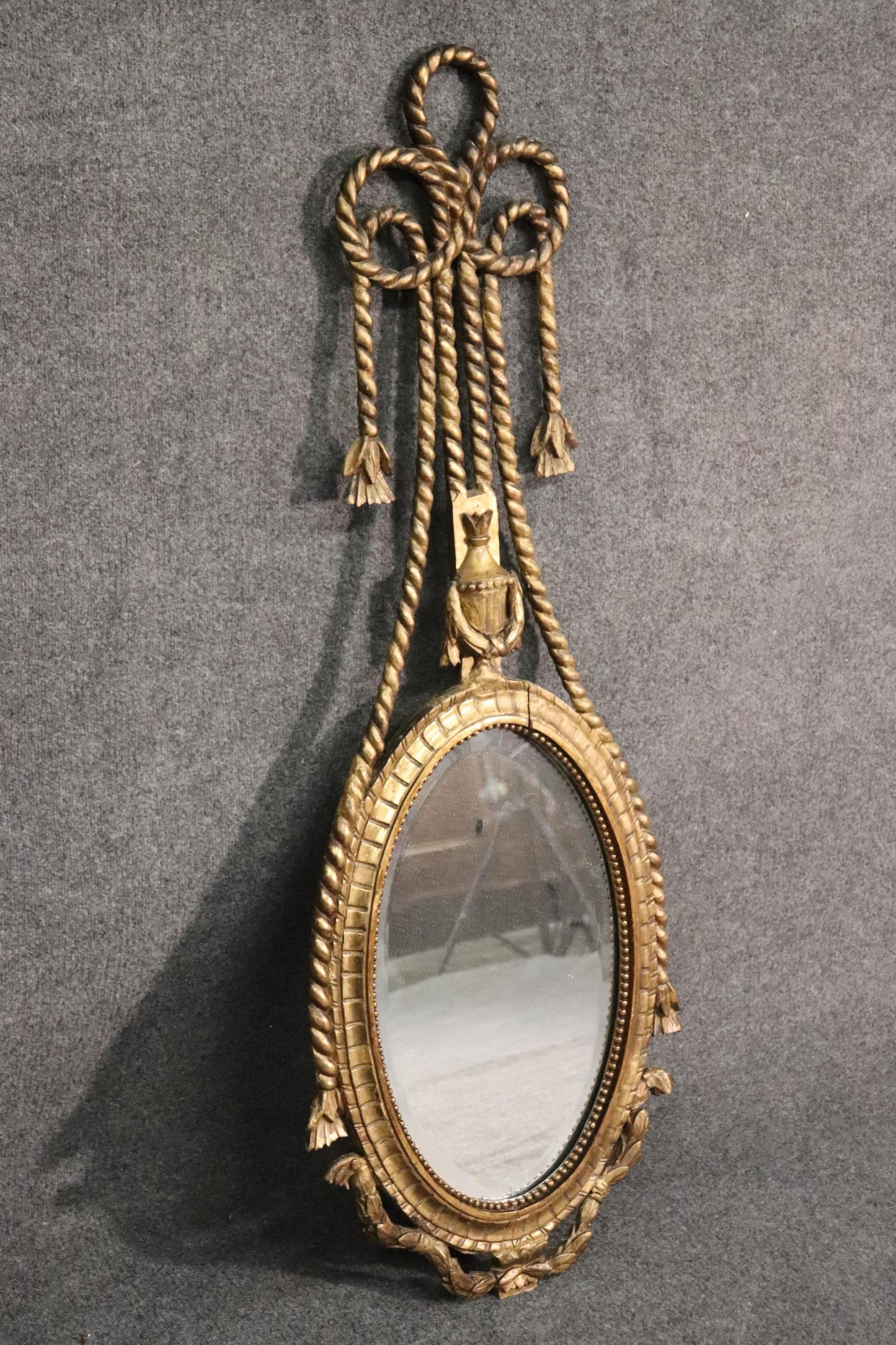 Gilded Italian Rope Tassle Wall Mirror, circa 1950