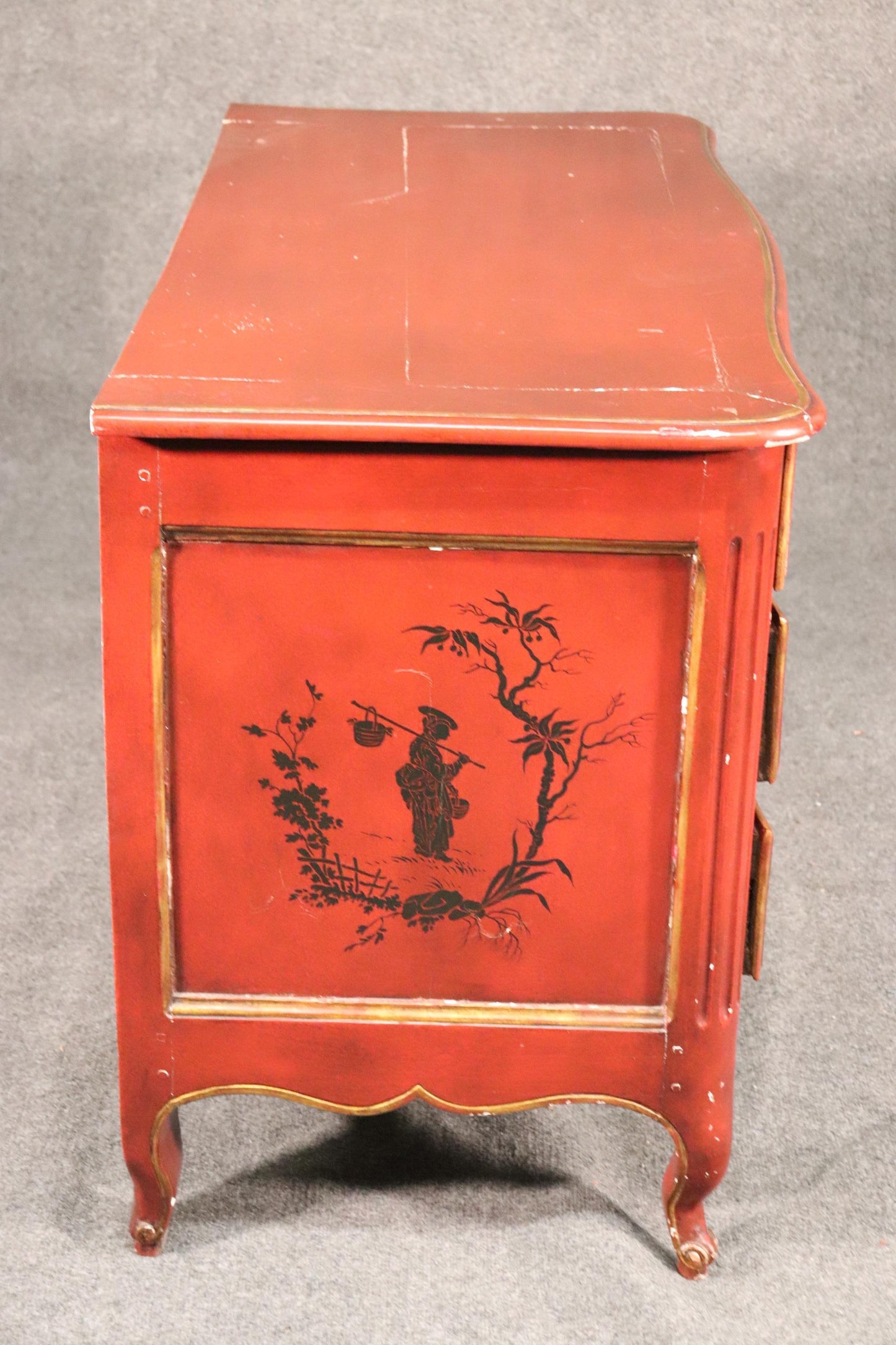 Antique 1820s Era French Louis XV Chinoiserie Paint Decorated Commode Dresser