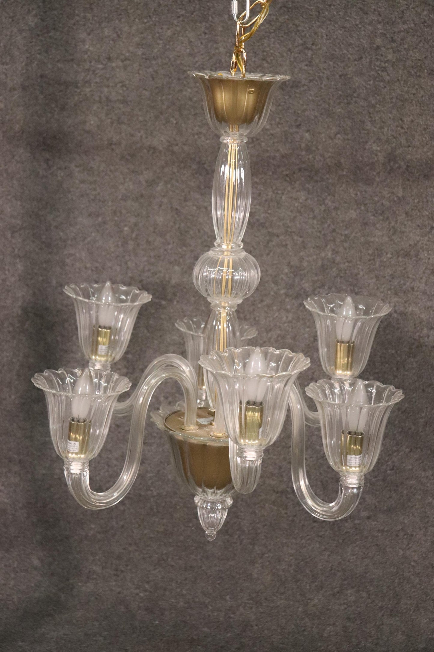 6-Arm Italian Murano Glass Chandelier