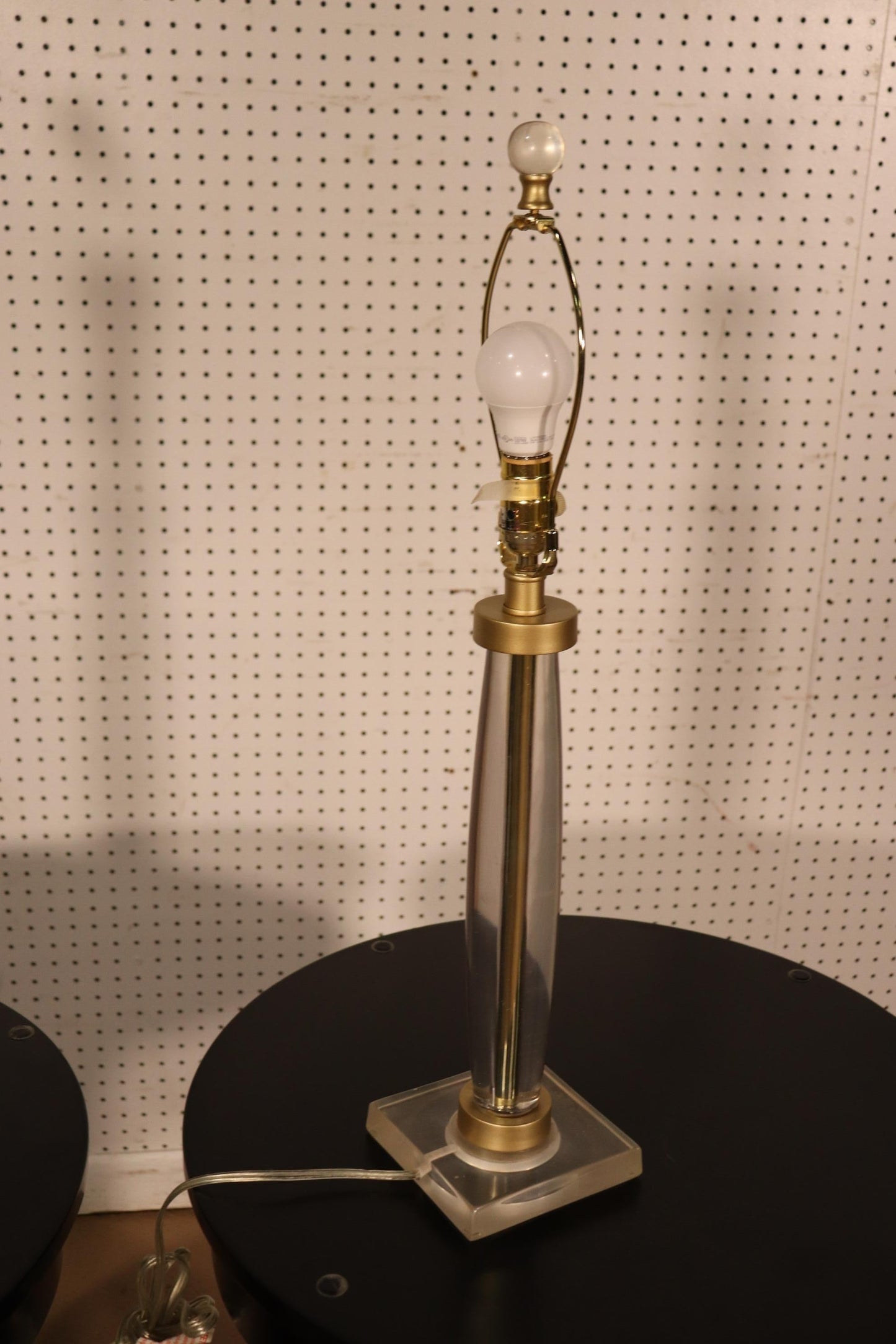 Pair of Clear Lucite or Glass Table Lamps