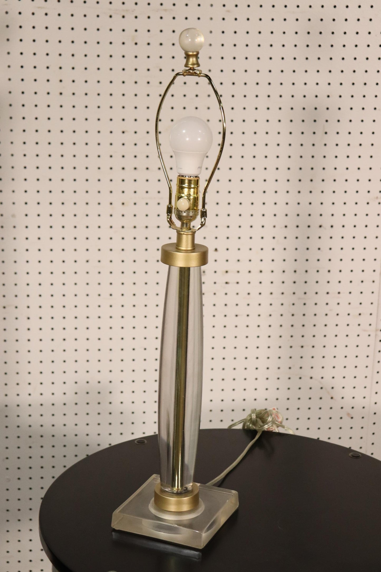 Pair of Clear Lucite or Glass Table Lamps