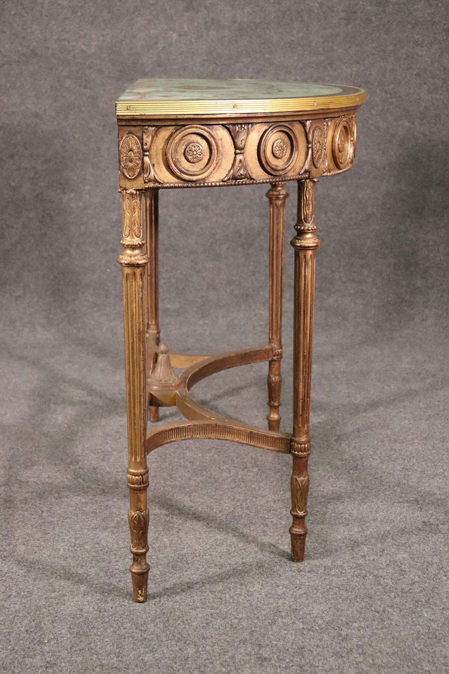 Fine Quality Paint Decorated Gilded Adams Demilune Console Table, Circa 1890