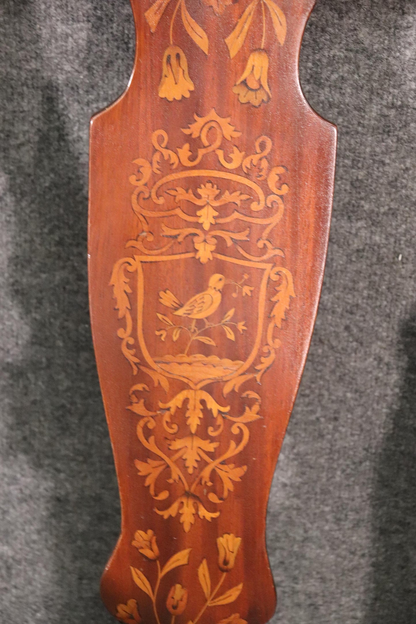 Leather Upholstered Dutch Marquetry Inlaid Window Bench Circa 1900