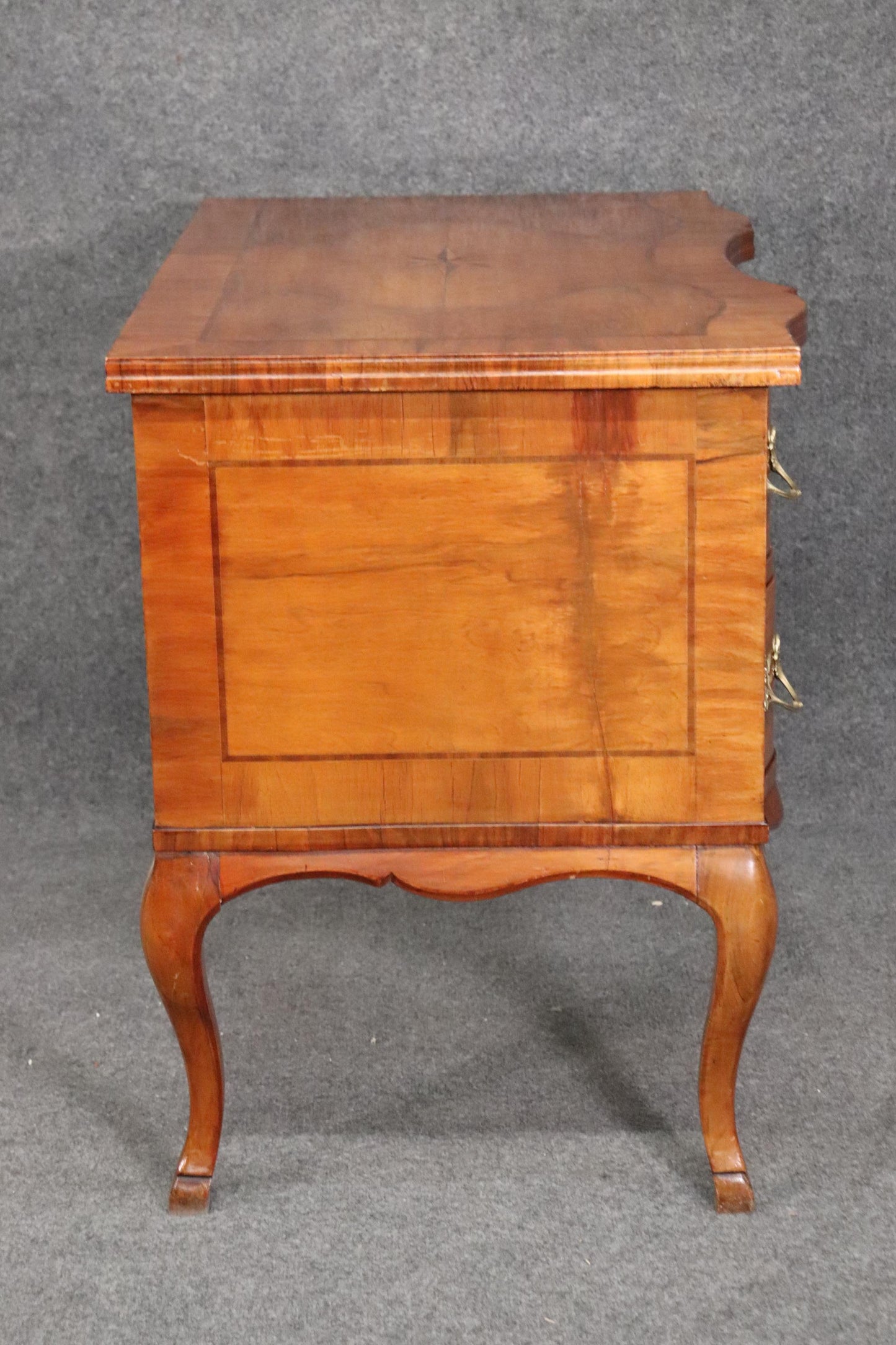 Gorgeous Inlaid Continental Louis XV Style Walnut Writing Desk circa 1920s