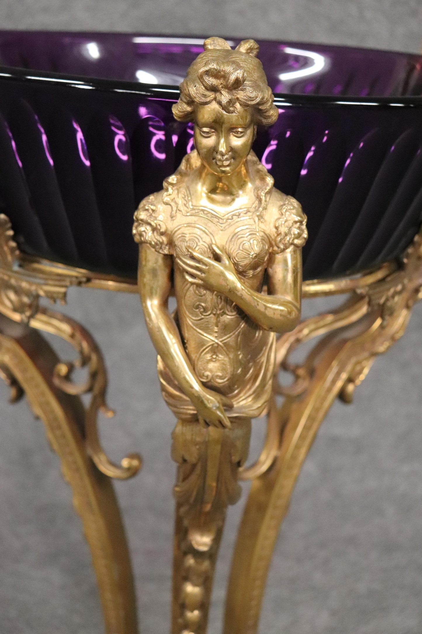 Best Figural Bronze Russian Amethyst Cut Glass Wine Cooler Stands