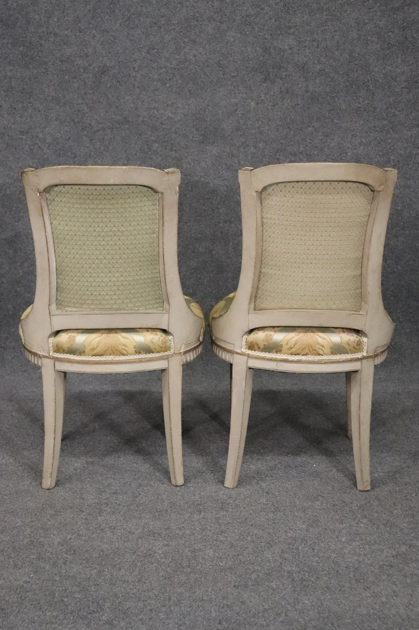 Nice Pair French Louis XVI Paint Decorated Side Chairs, Circa 1920s