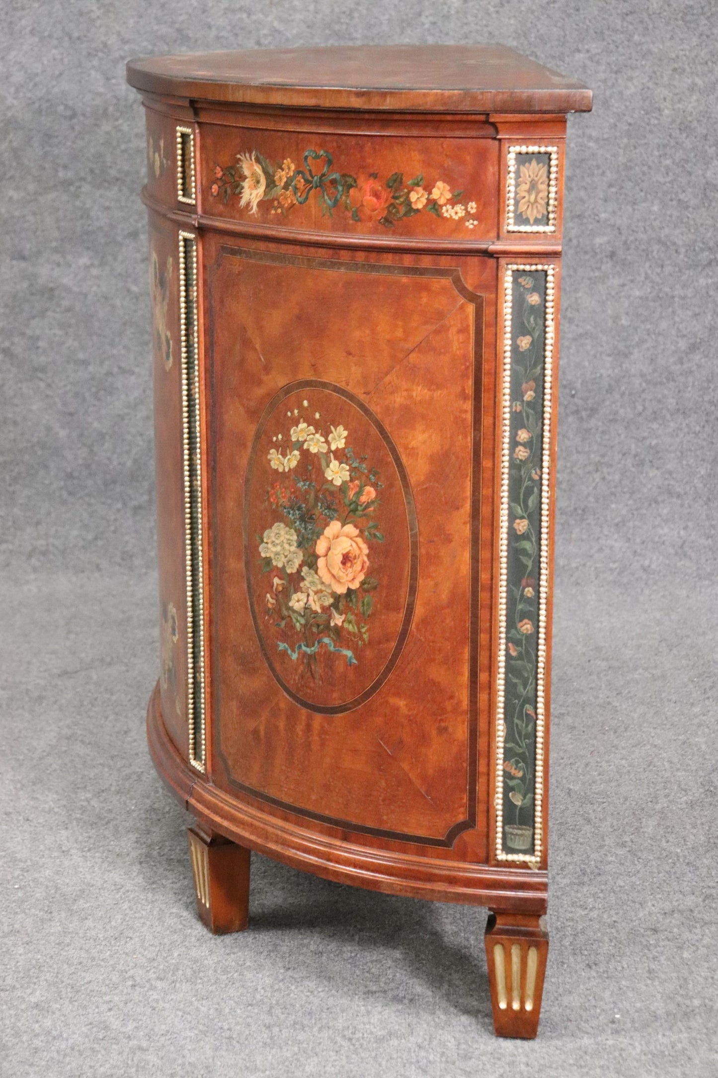 Paint Decorated Satinwood English Adams Style English Commode circa 1900