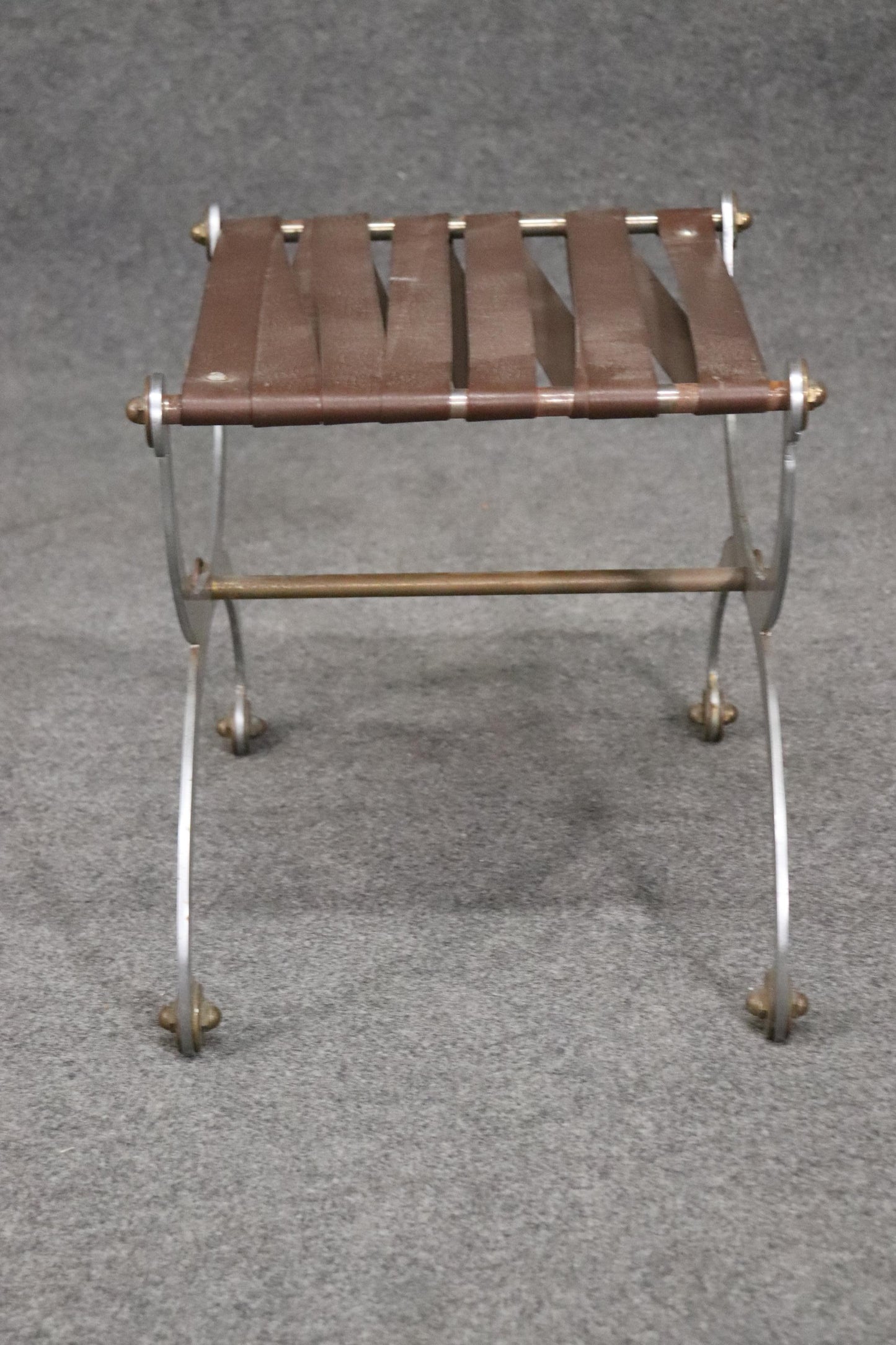 Maison Jansen Attributed Metal and Brass Foot Stool circa 1950