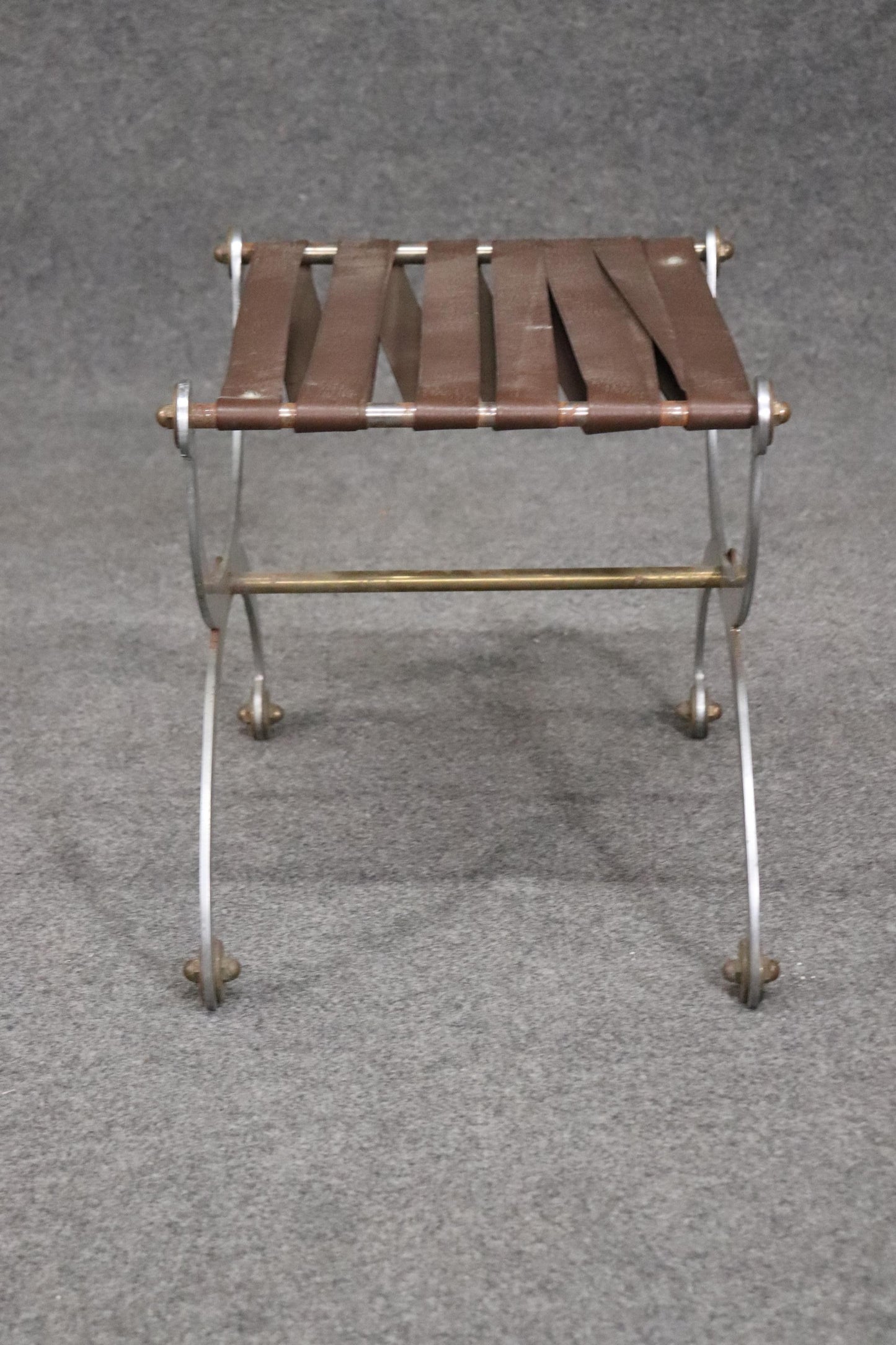 Maison Jansen Attributed Metal and Brass Foot Stool circa 1950