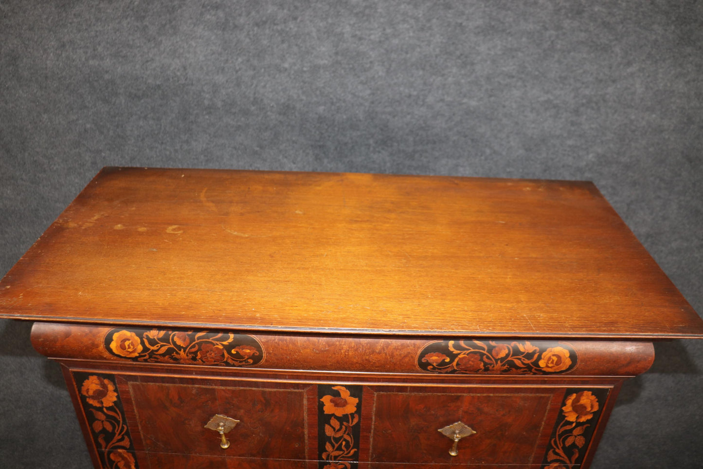 Fine Quality American Made Inlaid Walnut William and Mary Style Tall Chest