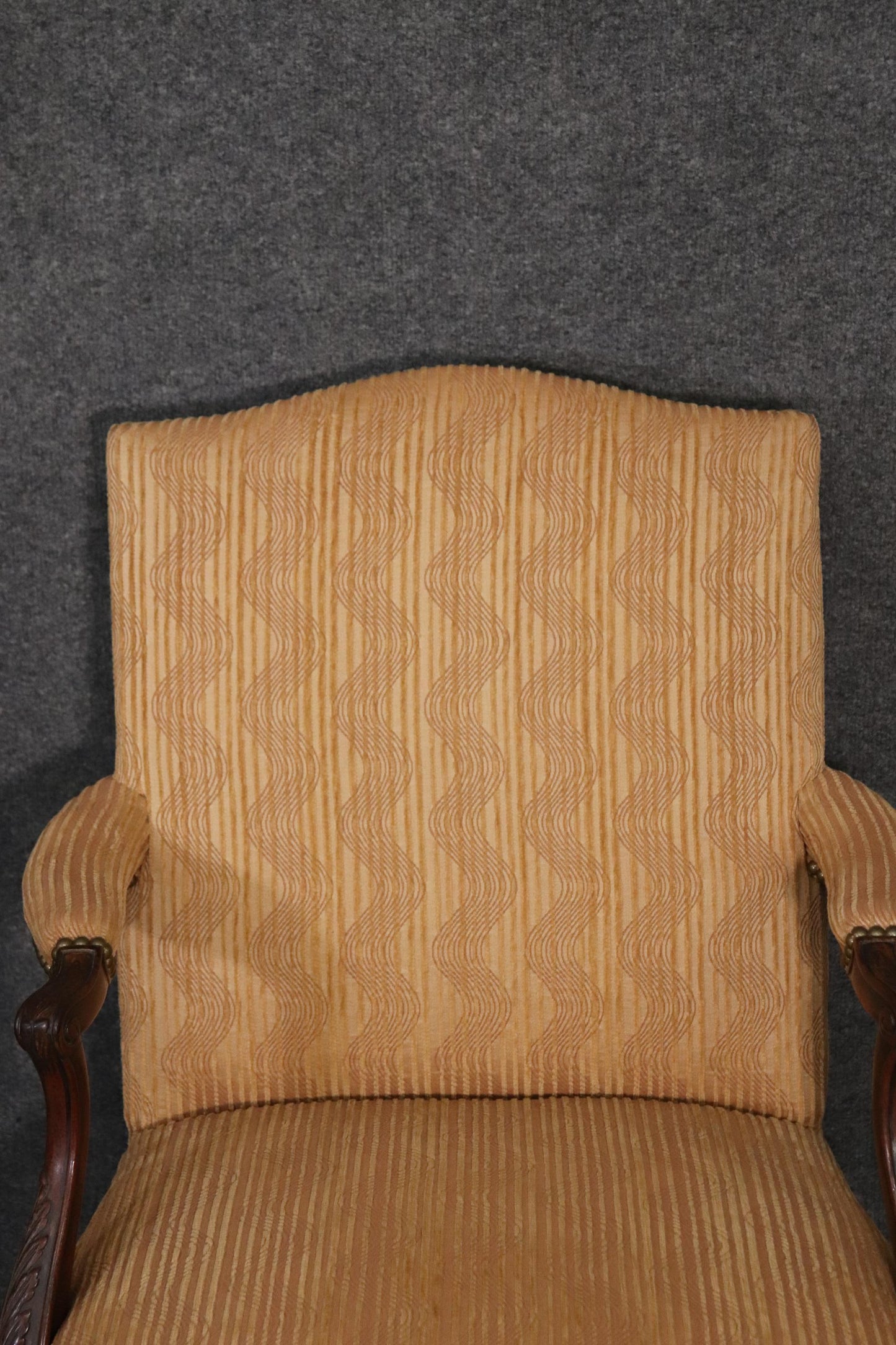 Pair of English Georgian Carved Mahogany Armchairs, Circa 1940s