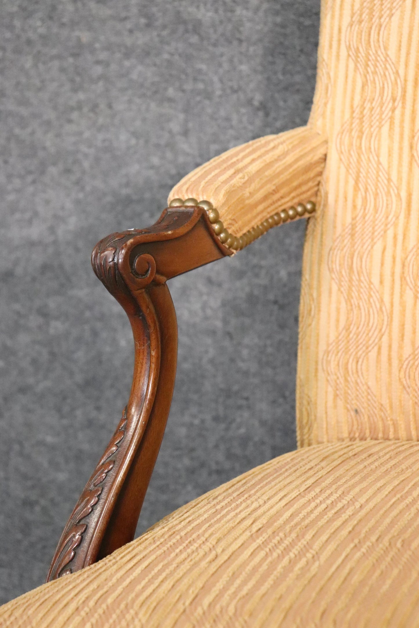 Pair of English Georgian Carved Mahogany Armchairs, Circa 1940s