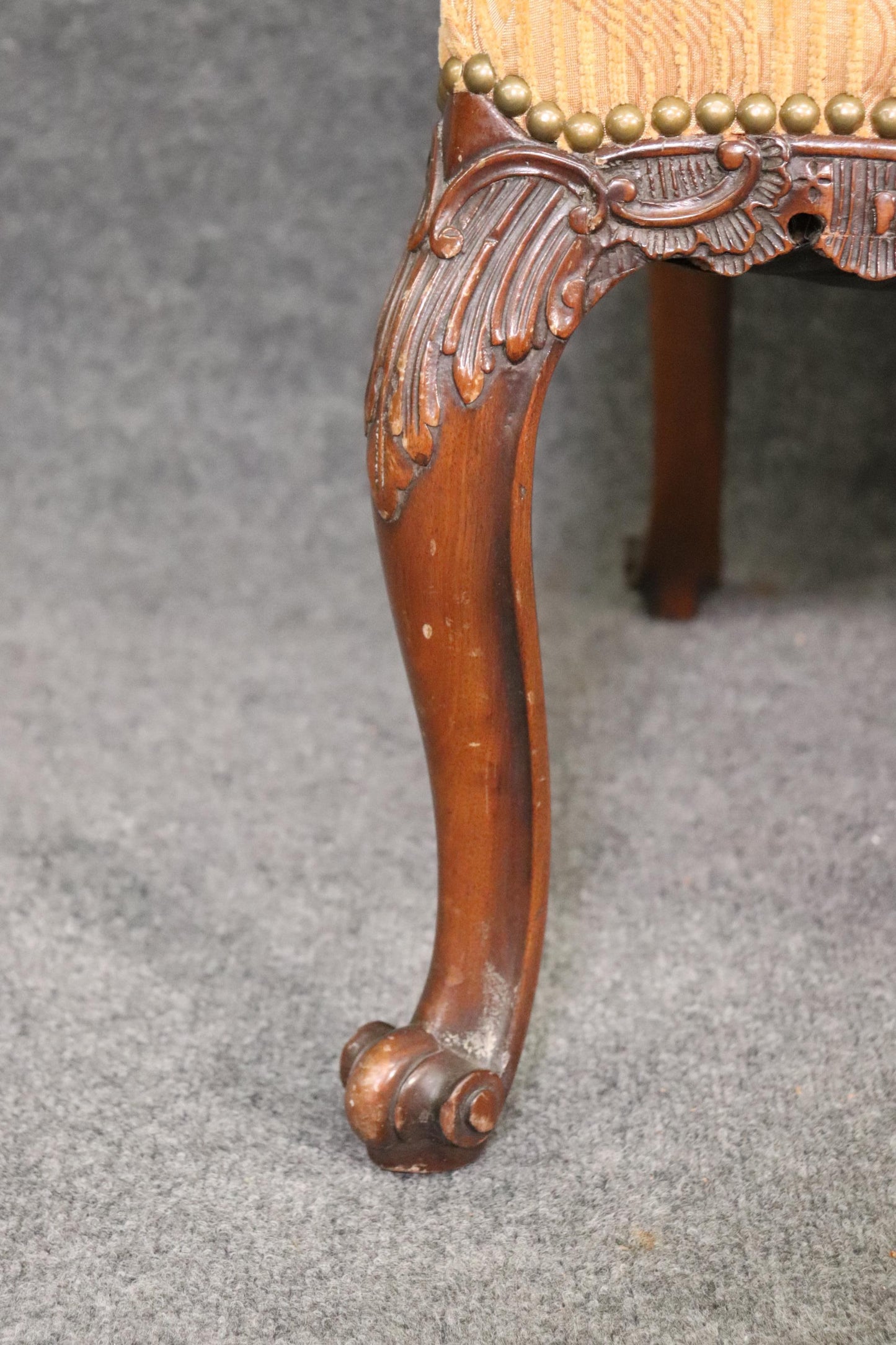 Pair of English Georgian Carved Mahogany Armchairs, Circa 1940s