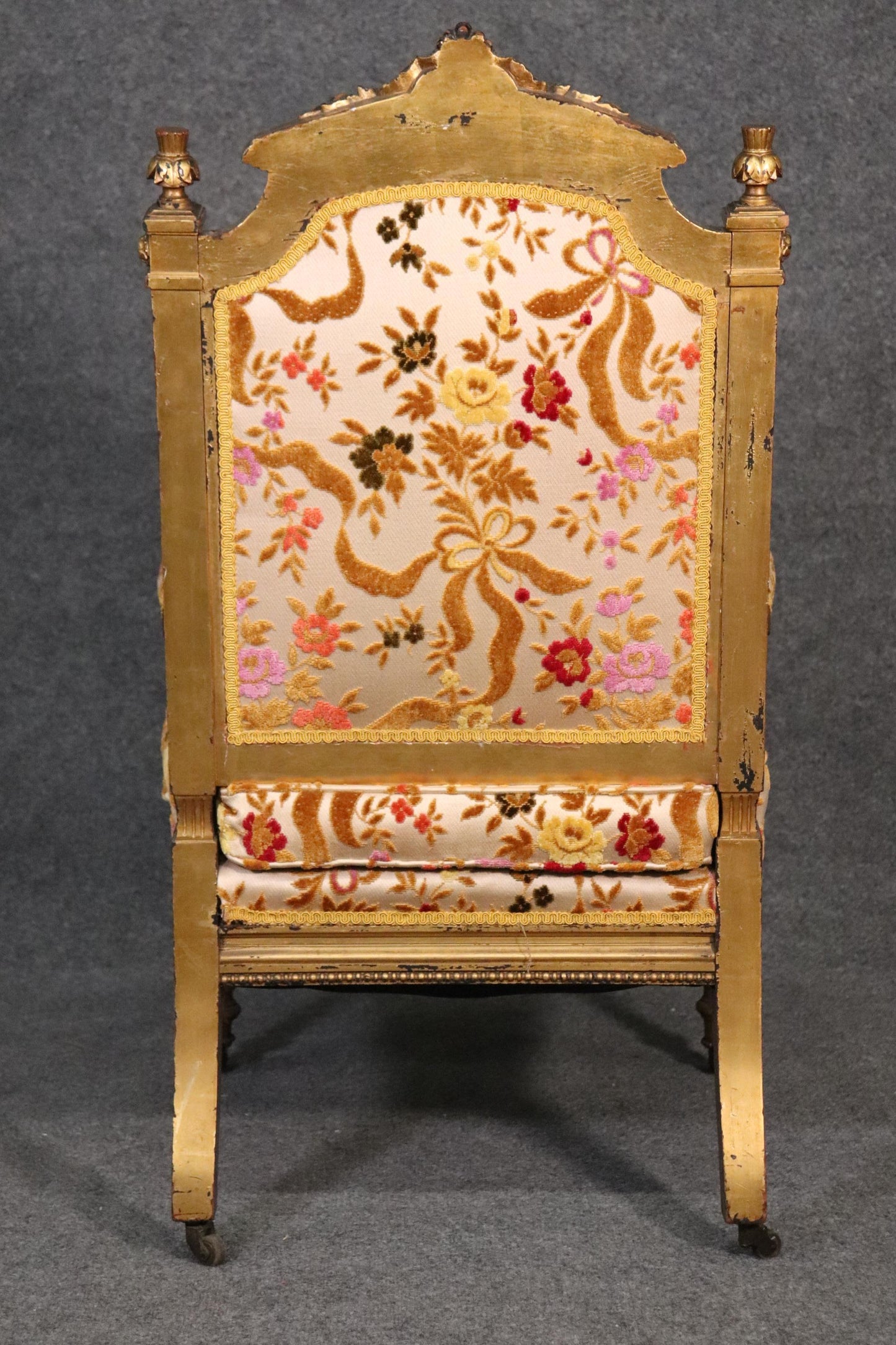 Luminous Gilded French Louis XVI Regal Looking Armchair Fauteuil