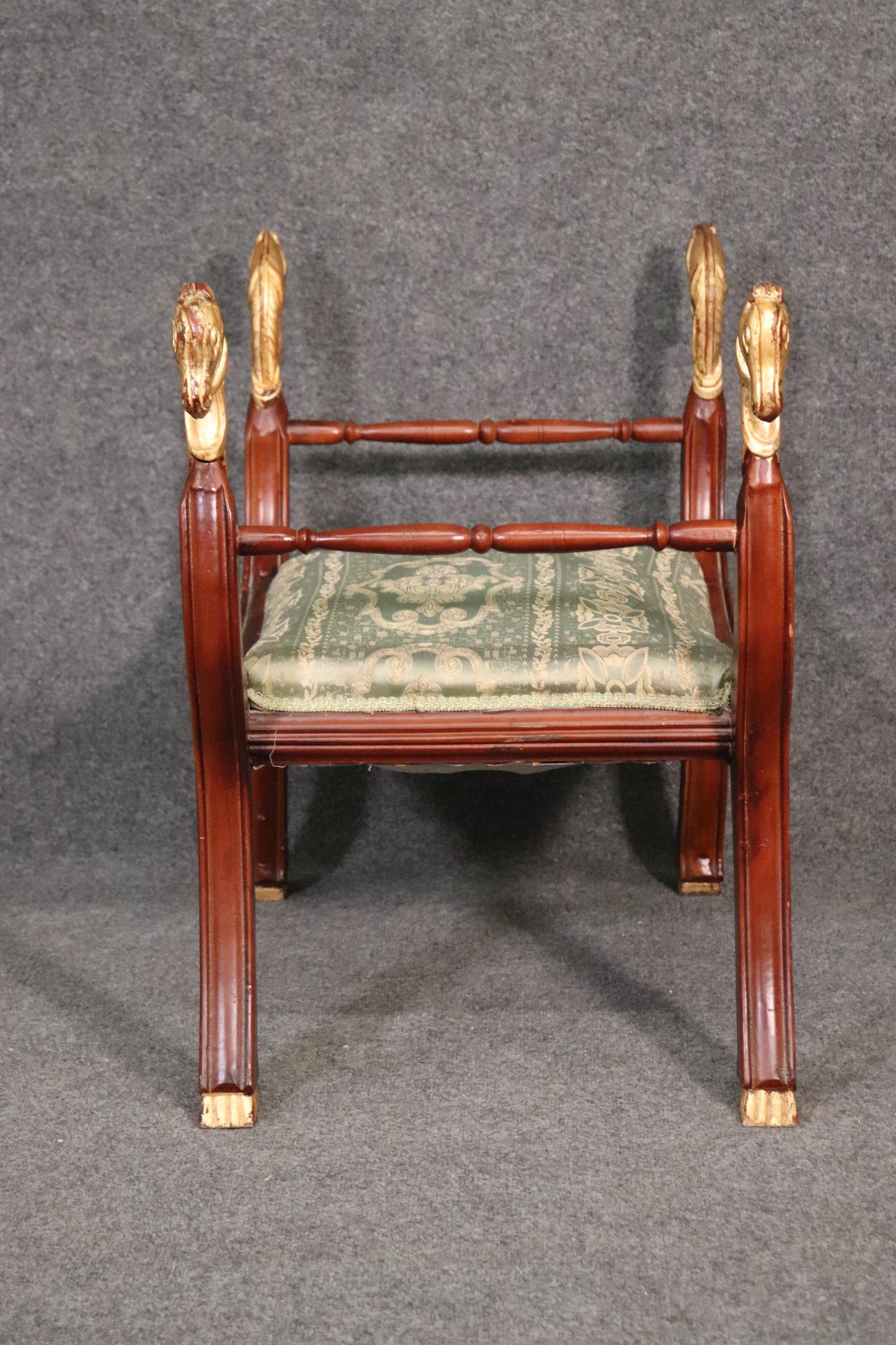 Egyptian Revival Gilded Cerule Form Gilded Horse Head Bench Stool