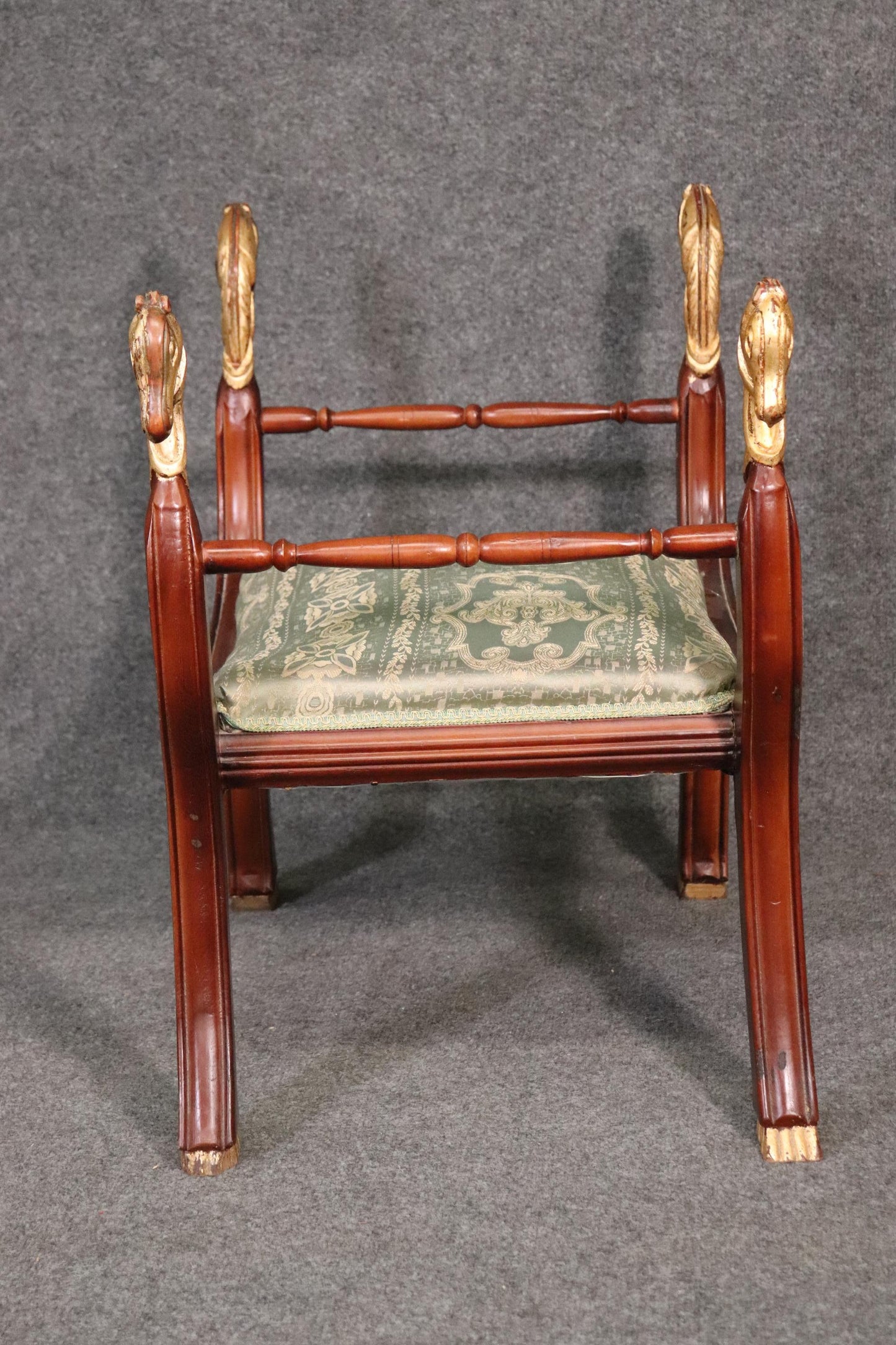 Egyptian Revival Gilded Cerule Form Gilded Horse Head Bench Stool