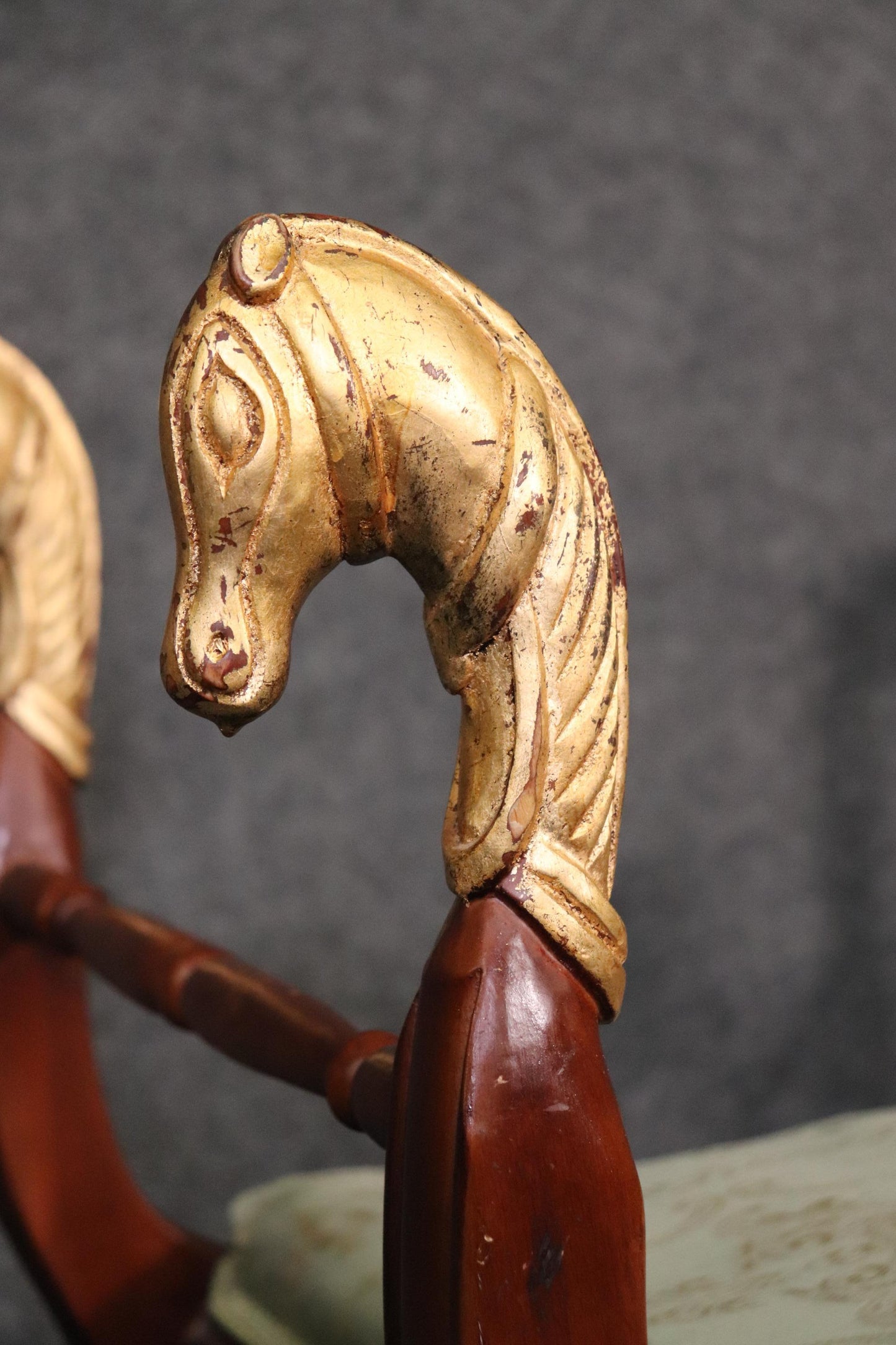 Egyptian Revival Gilded Cerule Form Gilded Horse Head Bench Stool