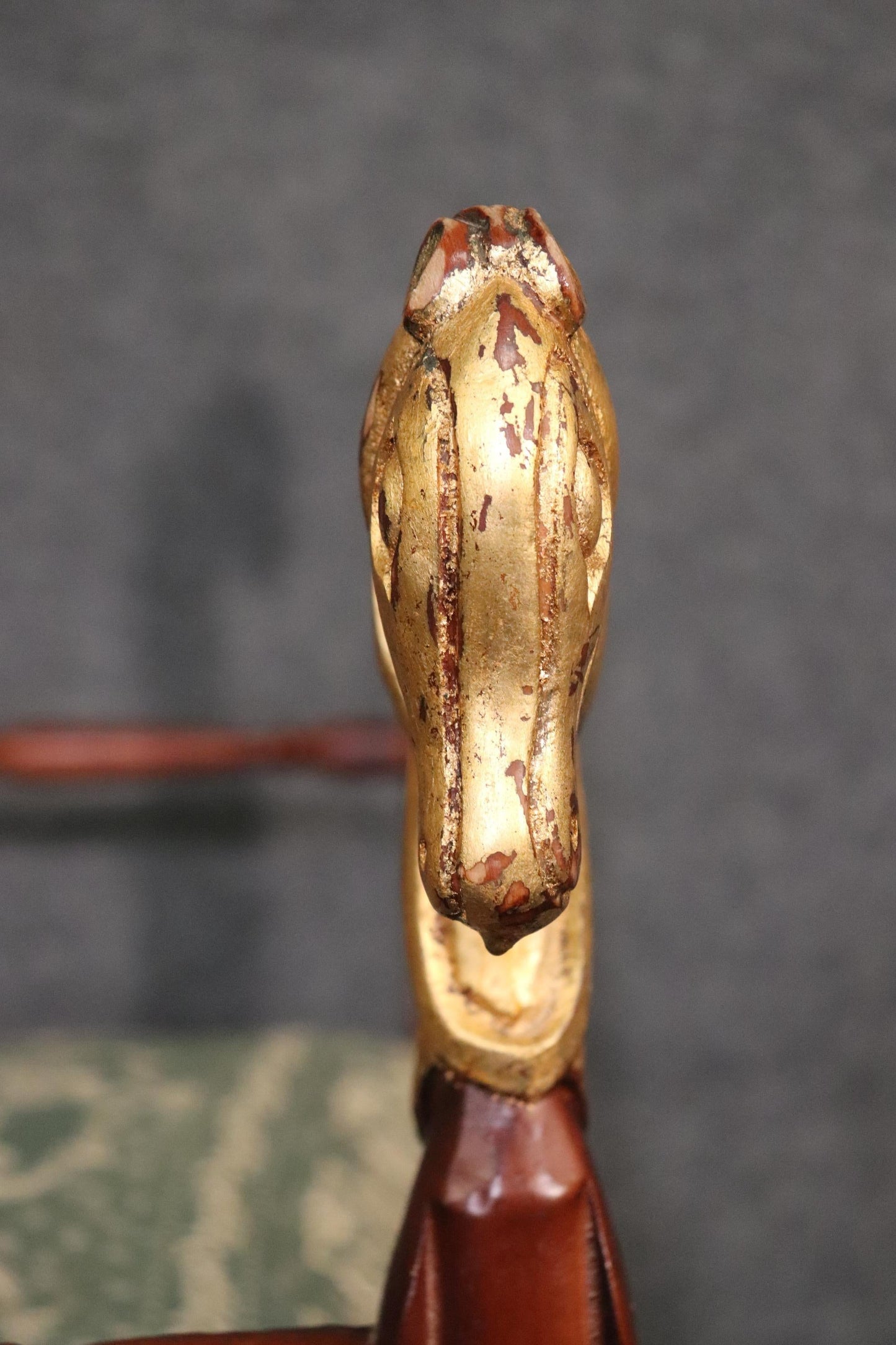 Egyptian Revival Gilded Cerule Form Gilded Horse Head Bench Stool