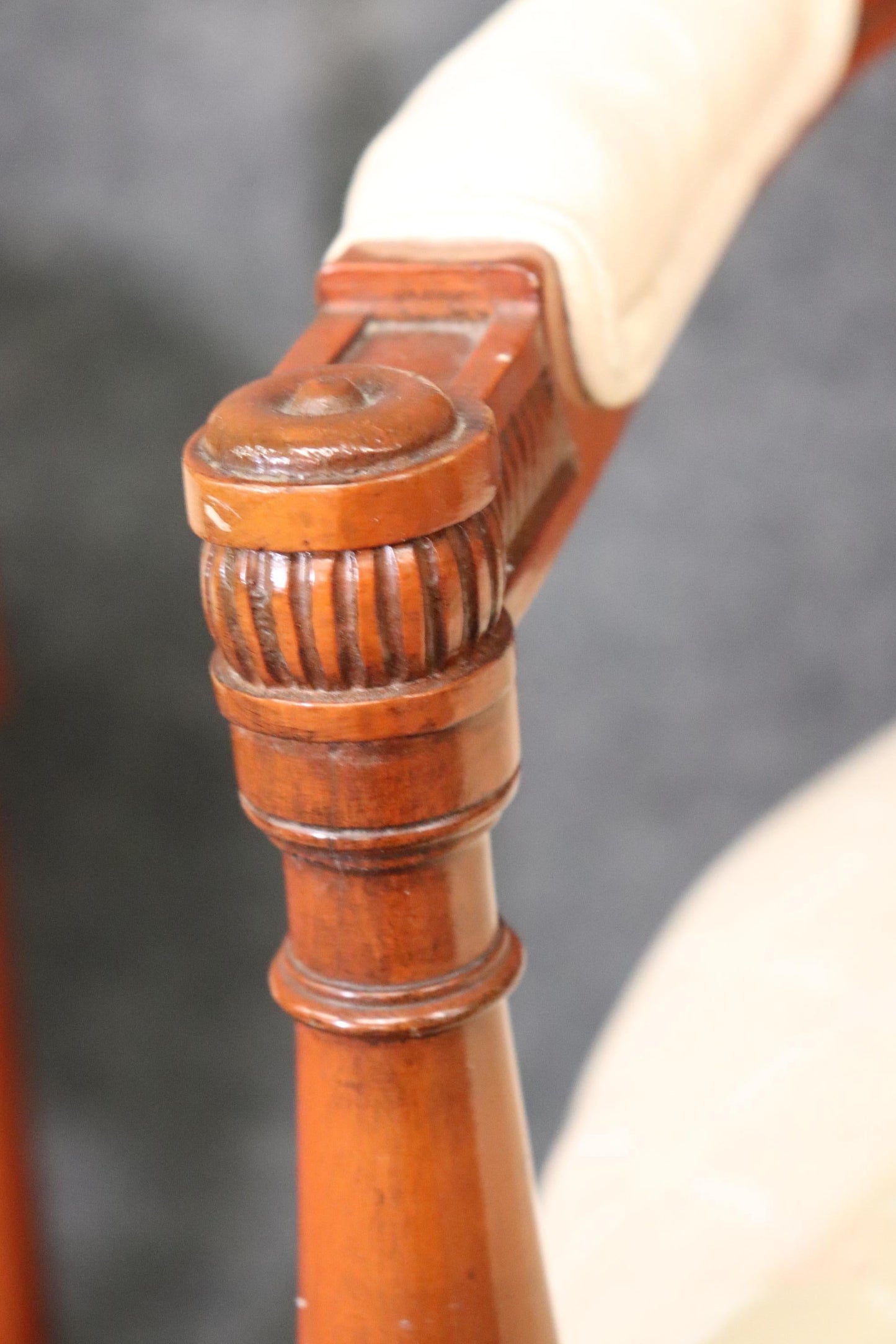 Set of 6 French Carved Walnut Regency Dining Chairs Circa 1950