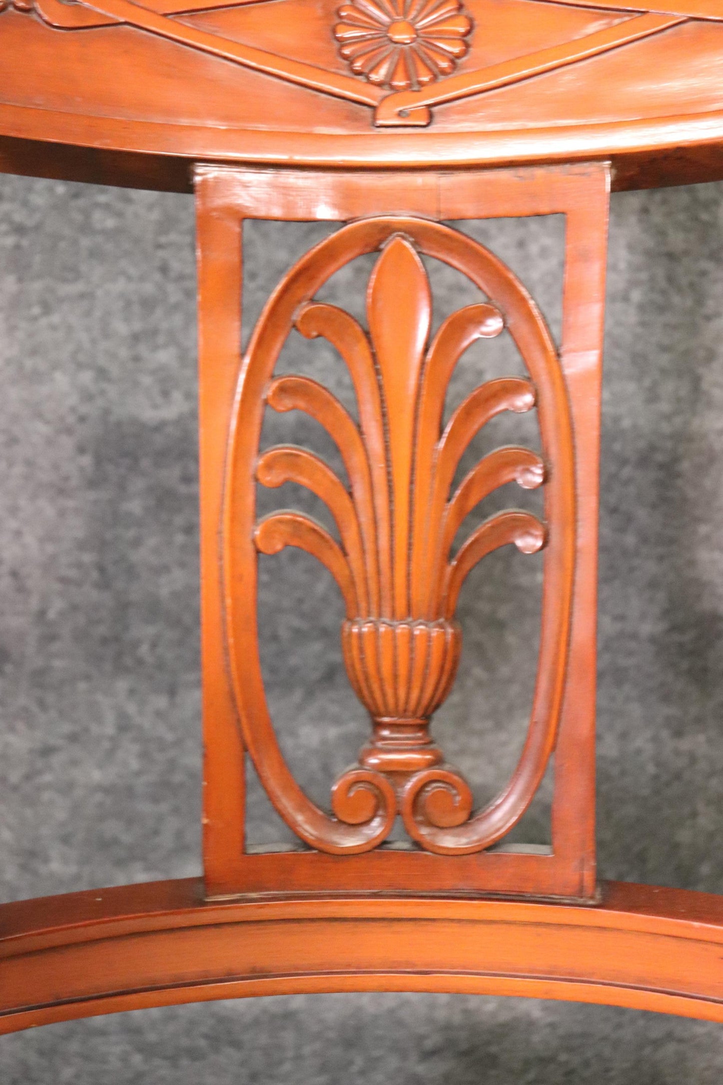 Set of 6 French Carved Walnut Regency Dining Chairs Circa 1950