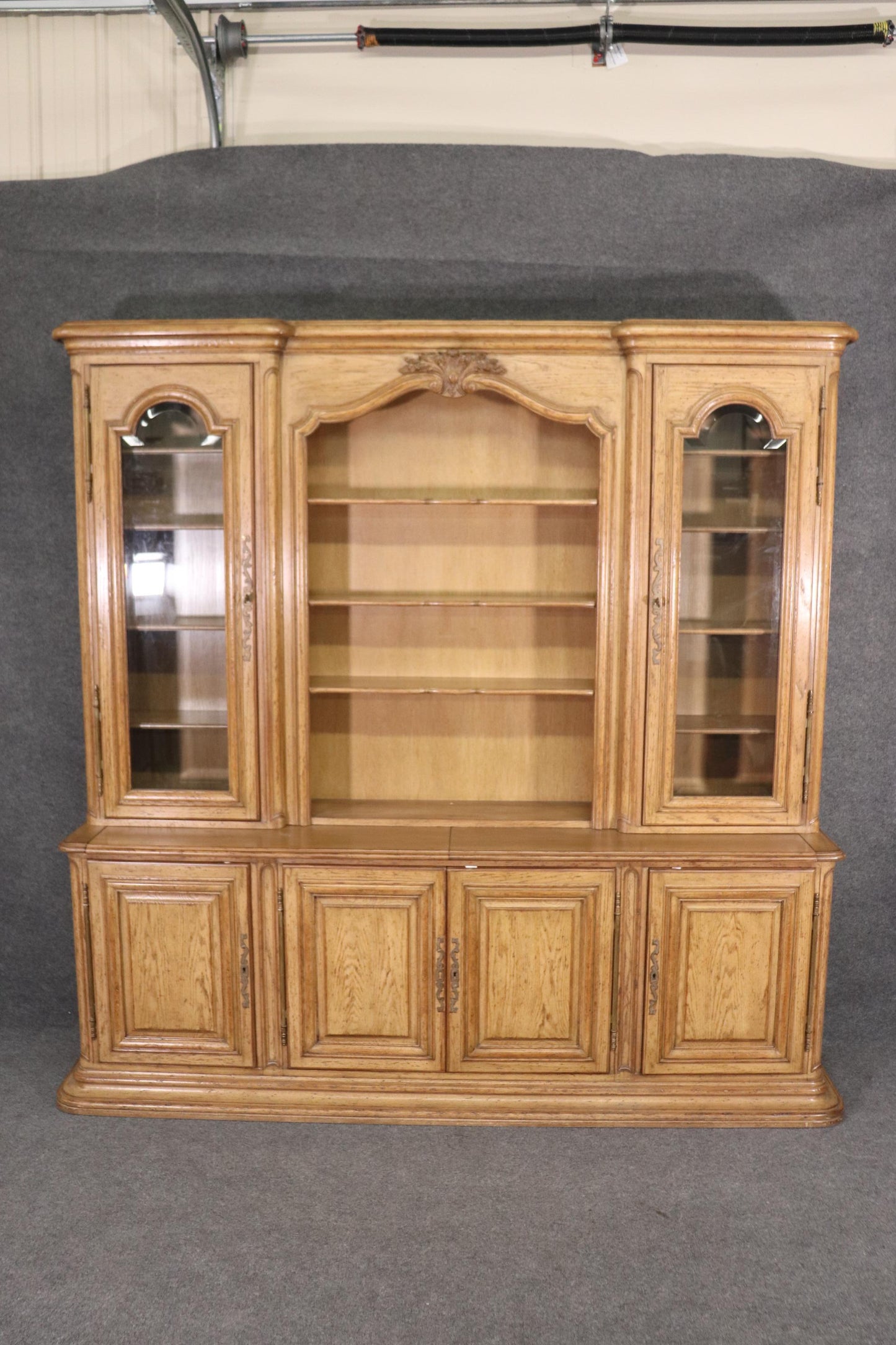 Auffray & Co French Provincial Antique Distressed Style Bookcase China Cabinet