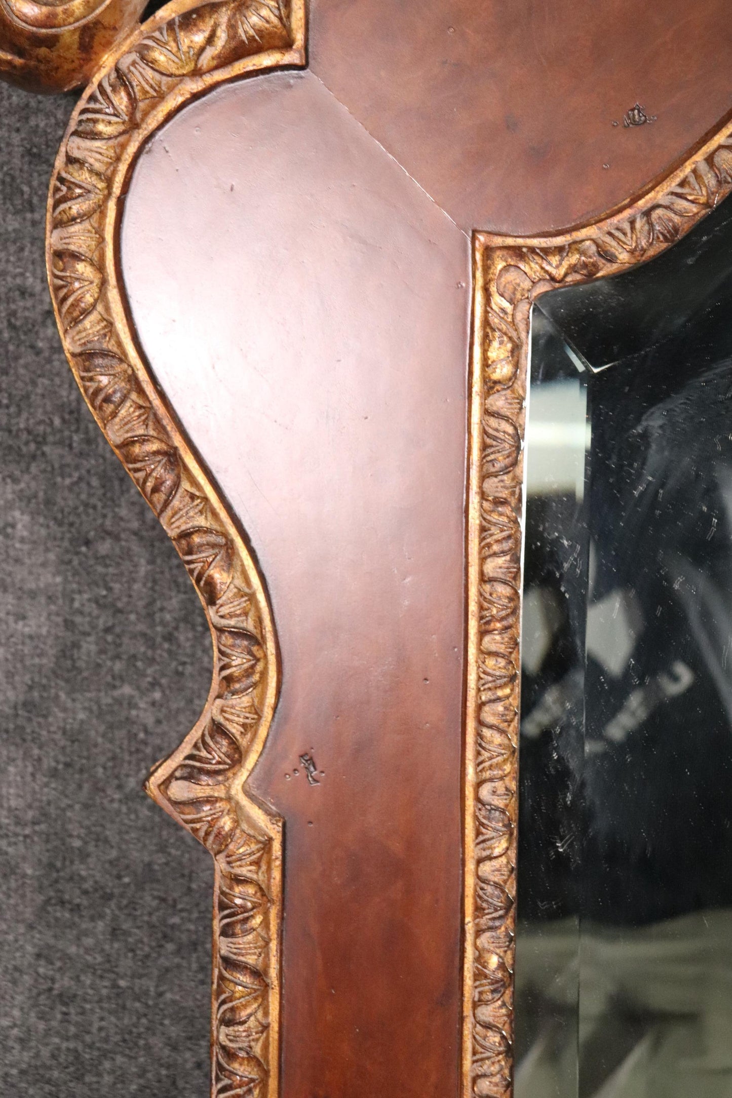 Fine Quality Maitland Smith Style Georgian Solid Mahogany Gilded Wall Mirror