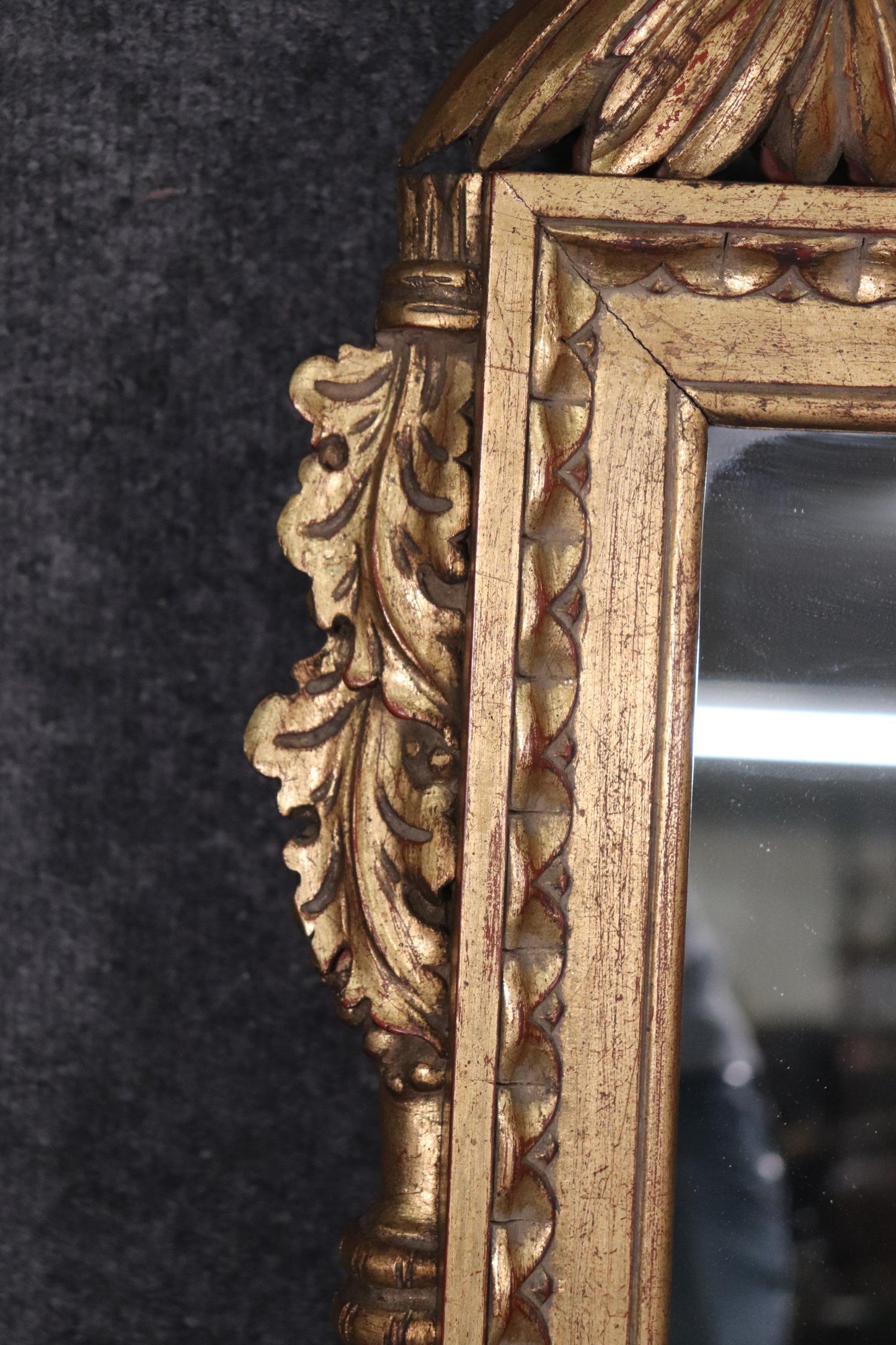 Fine Quality Gold Gilded French Harvest Wall Mirror Circa 1960s