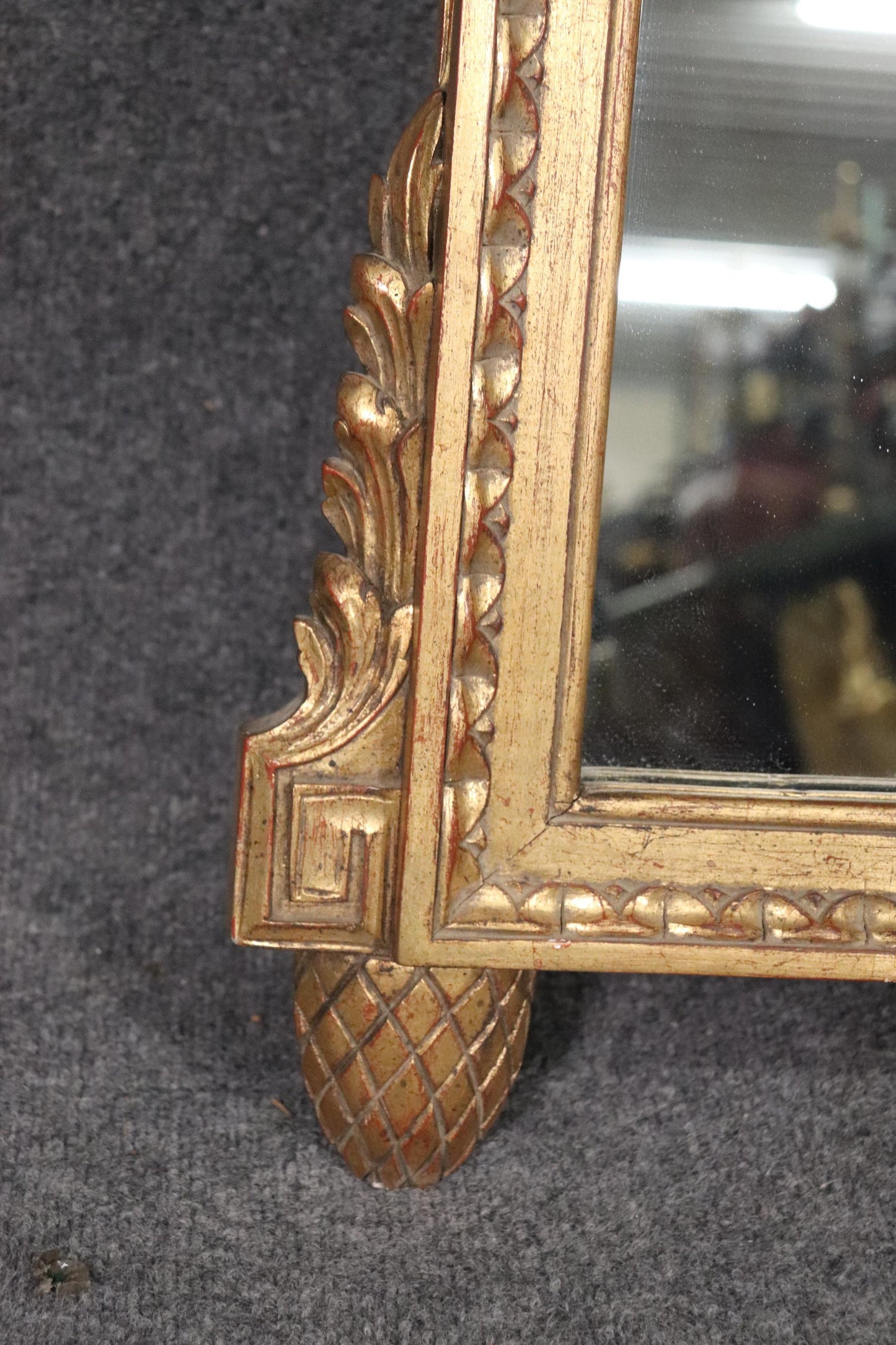 Fine Quality Gold Gilded French Harvest Wall Mirror Circa 1960s