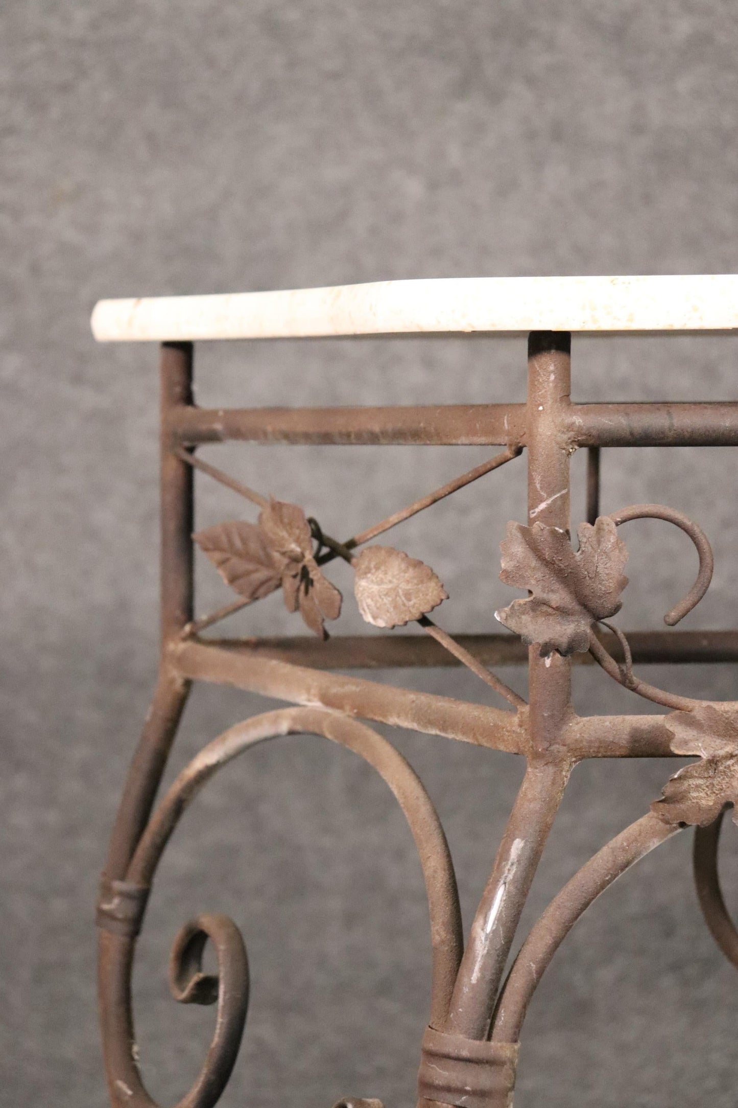 Italian Marble Top Wrought Iron Console Table and Matching Mirror, circa 1920s