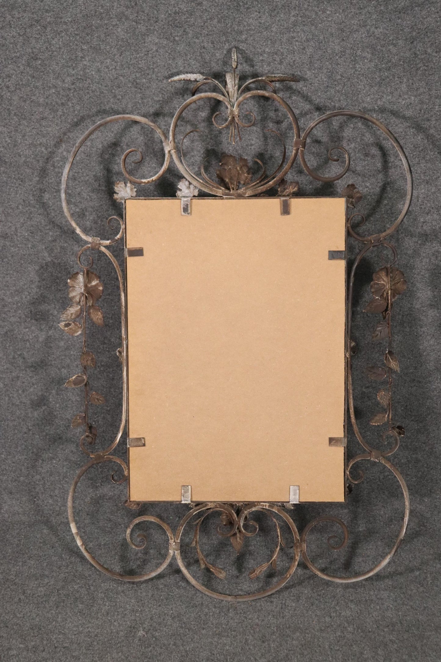 Italian Marble Top Wrought Iron Console Table and Matching Mirror, circa 1920s