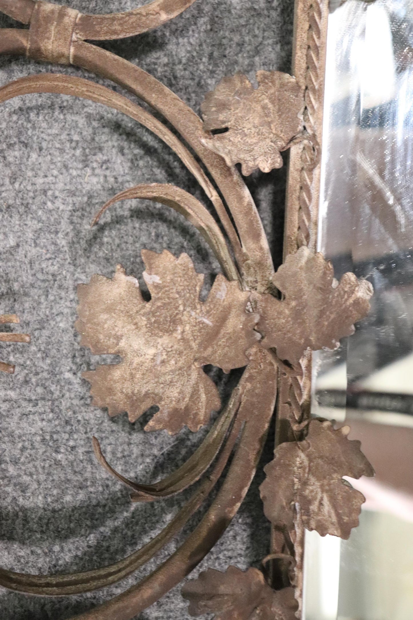 Italian Marble Top Wrought Iron Console Table and Matching Mirror, circa 1920s