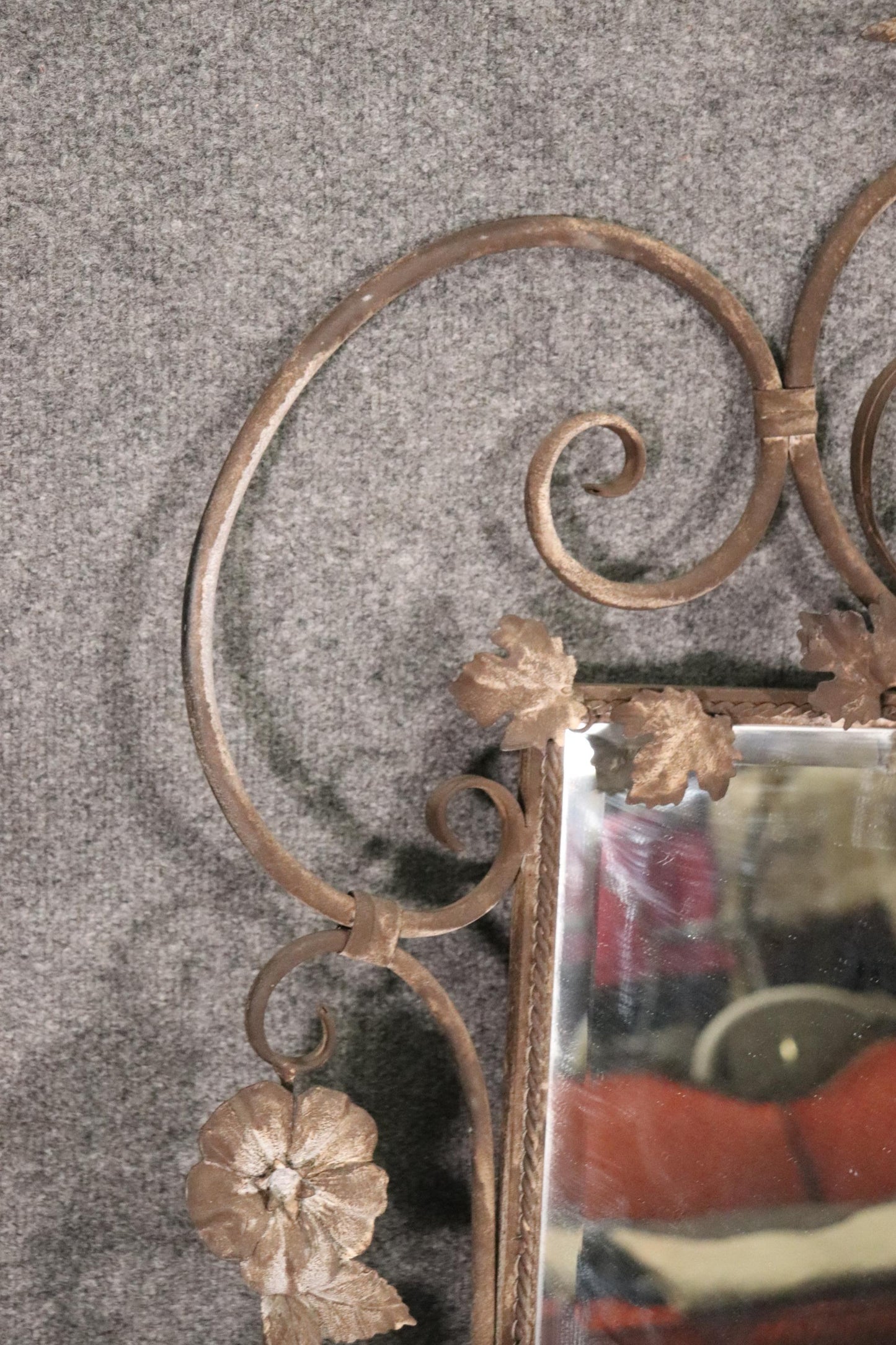 Italian Marble Top Wrought Iron Console Table and Matching Mirror, circa 1920s