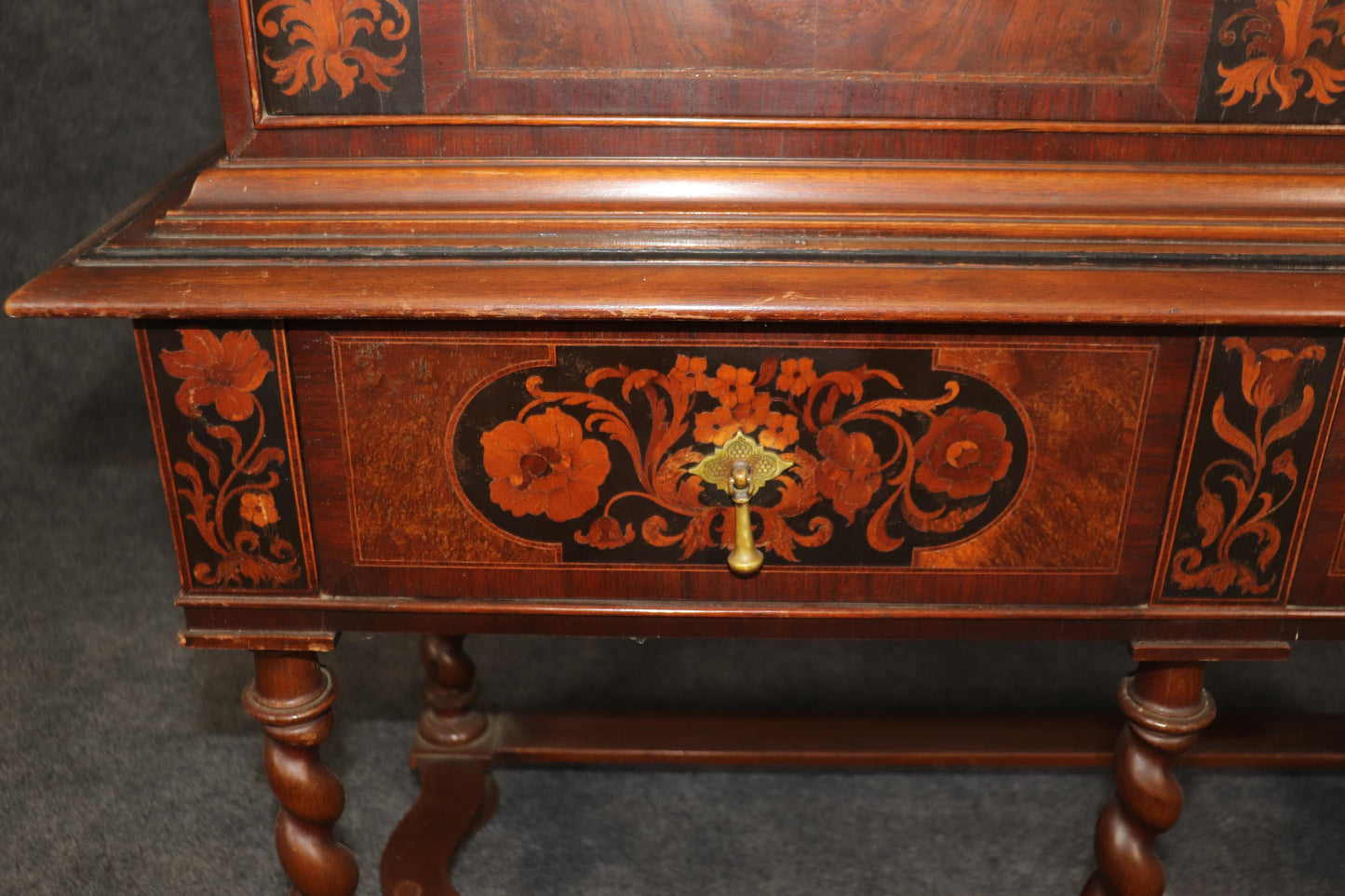 Fine Quality American Made Inlaid Walnut William and Mary Style Tall Chest