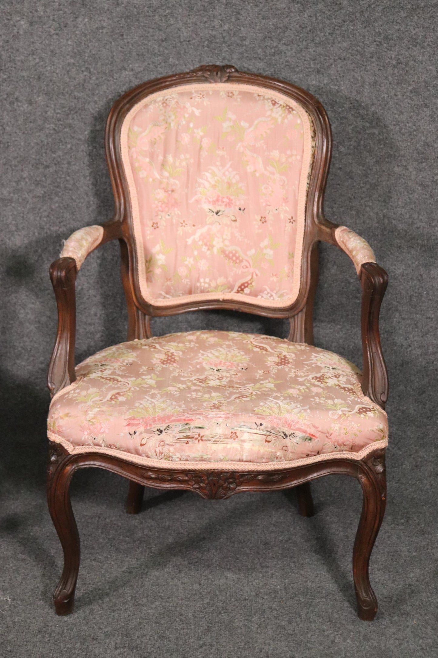 Nice Antique Pair Fench Louis XV Armchairs Fauteueills