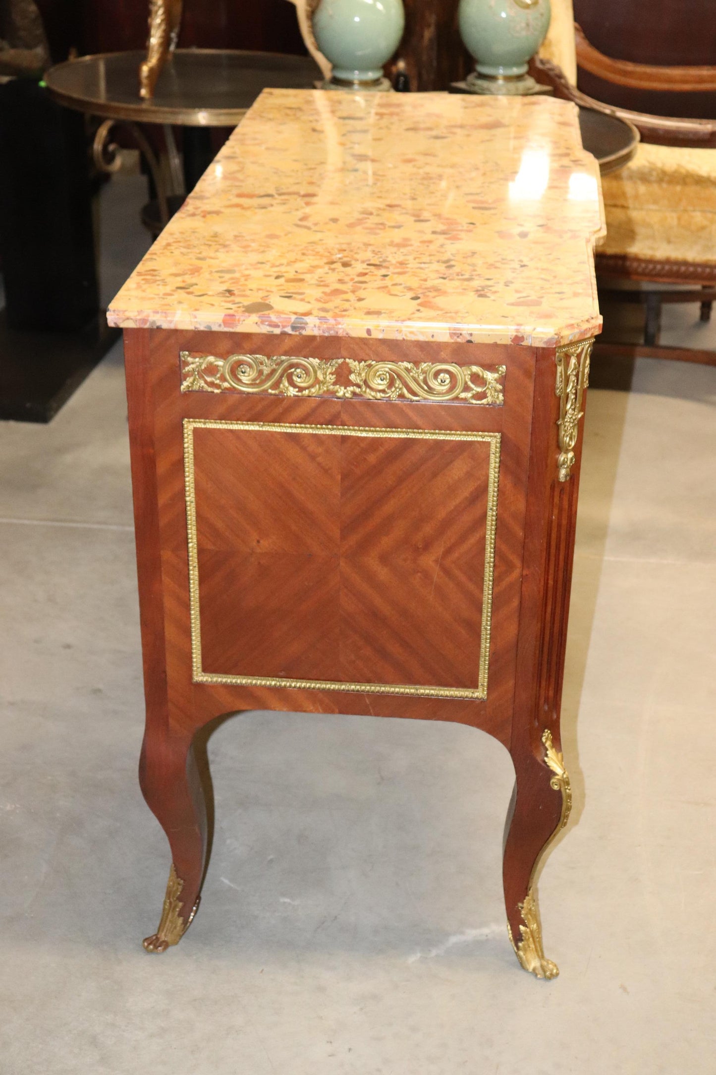 Fine Bronze Mounted French Louis XV Breche D' Alep Marble Commode Circa 1900