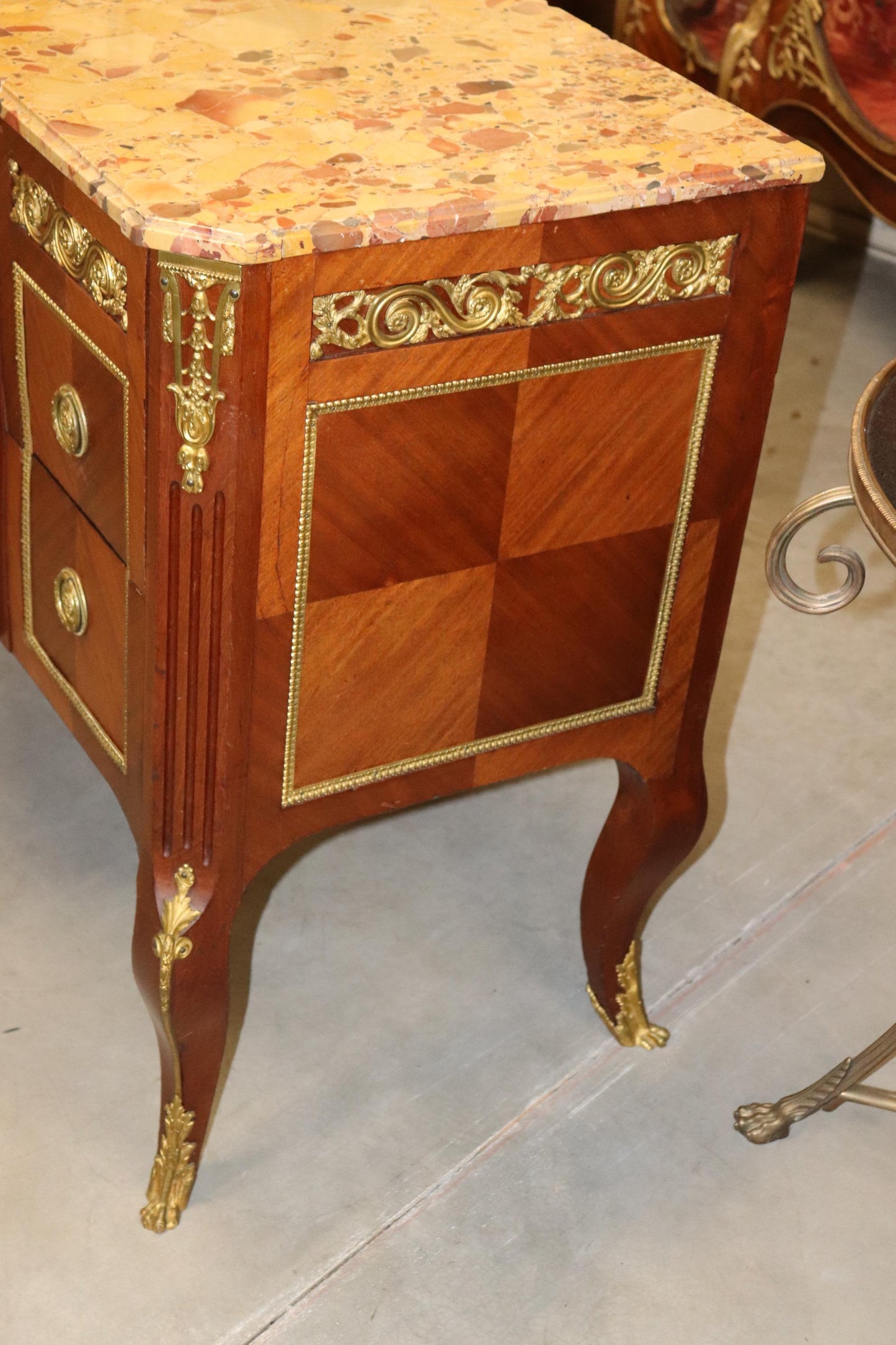 Fine Bronze Mounted French Louis XV Breche D' Alep Marble Commode Circa 1900