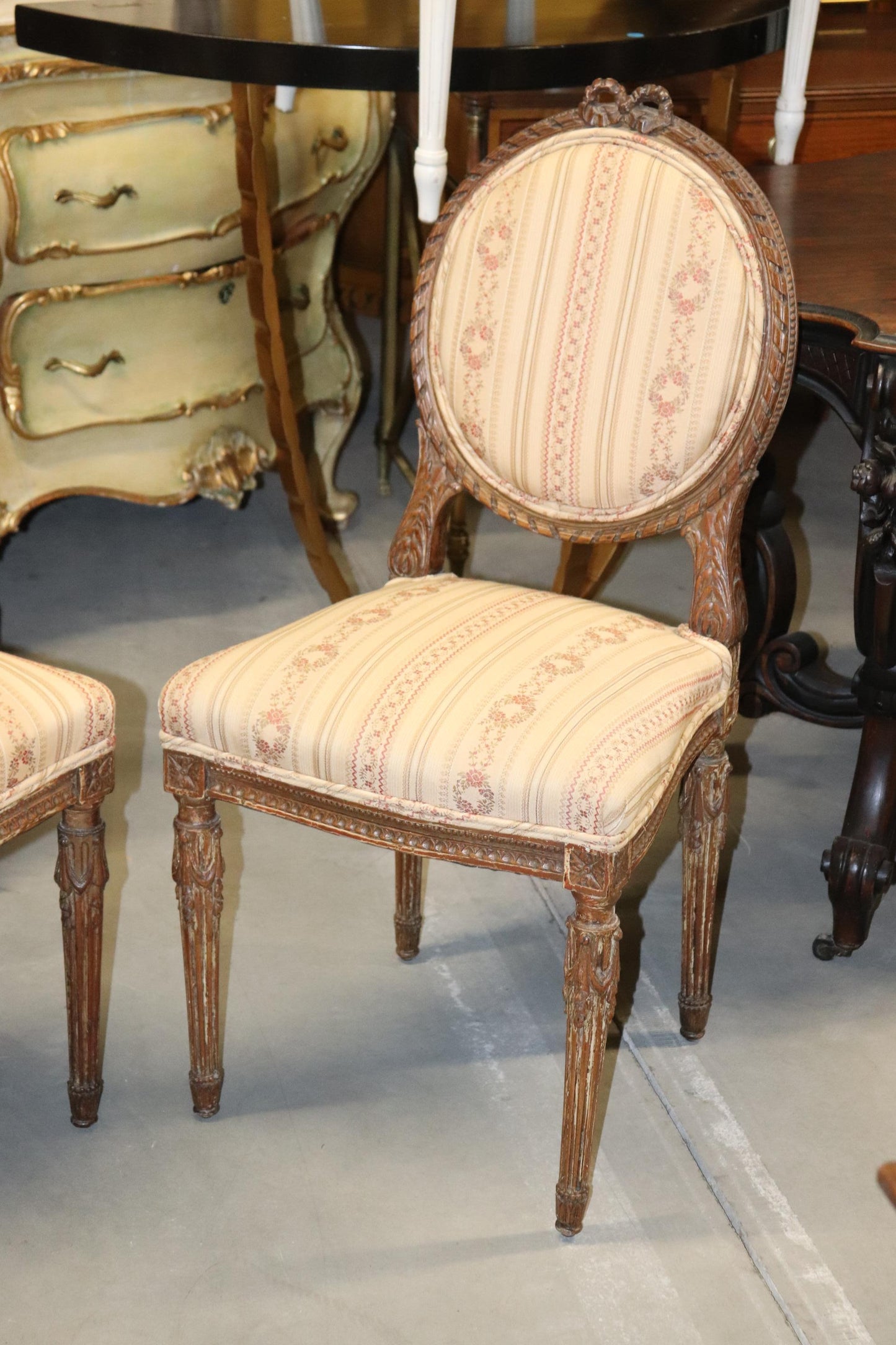 Fine Quality Pair of French Louis XVI Carved Side Chairs, Circa 1940s