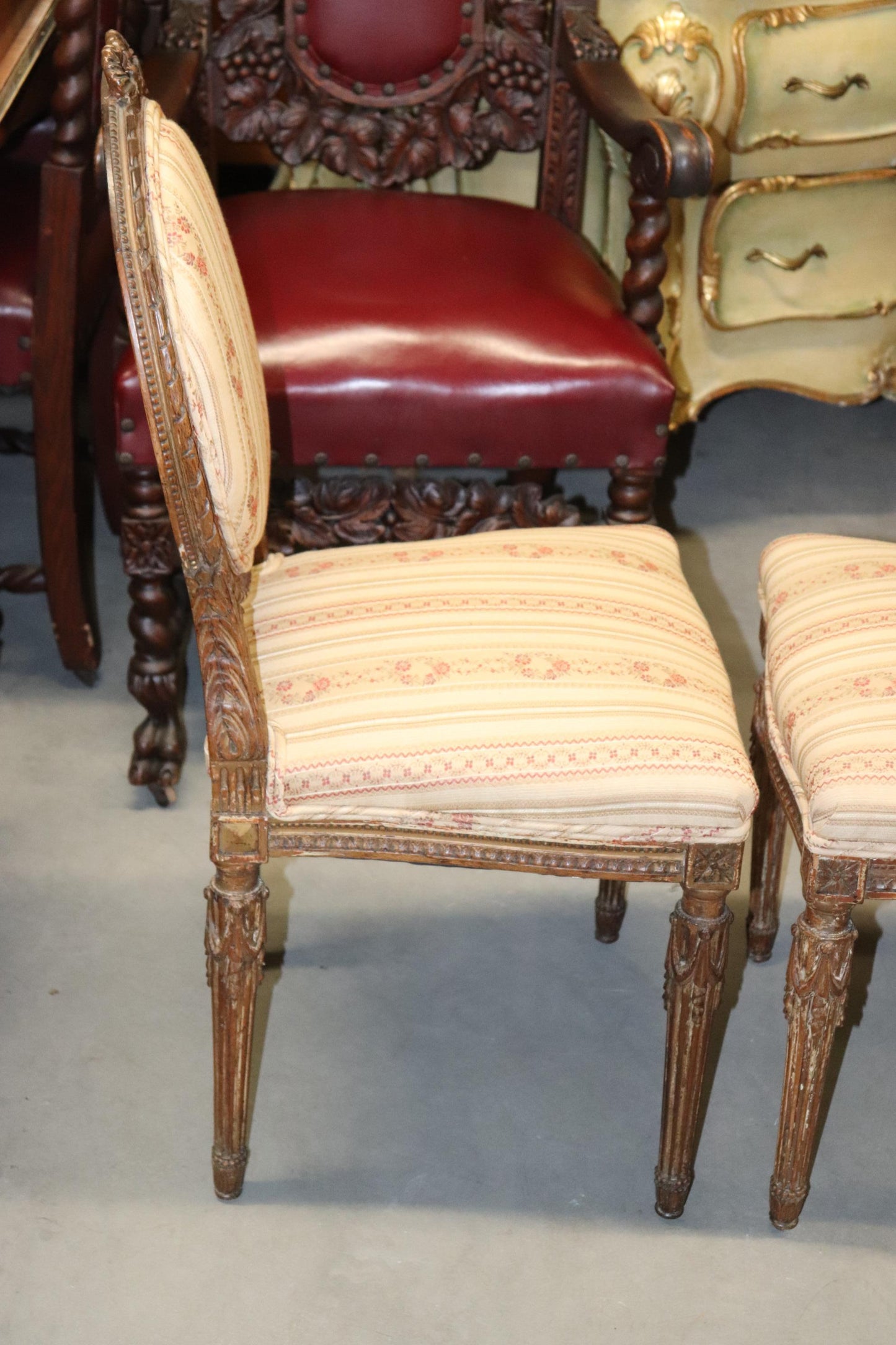 Fine Quality Pair of French Louis XVI Carved Side Chairs, Circa 1940s