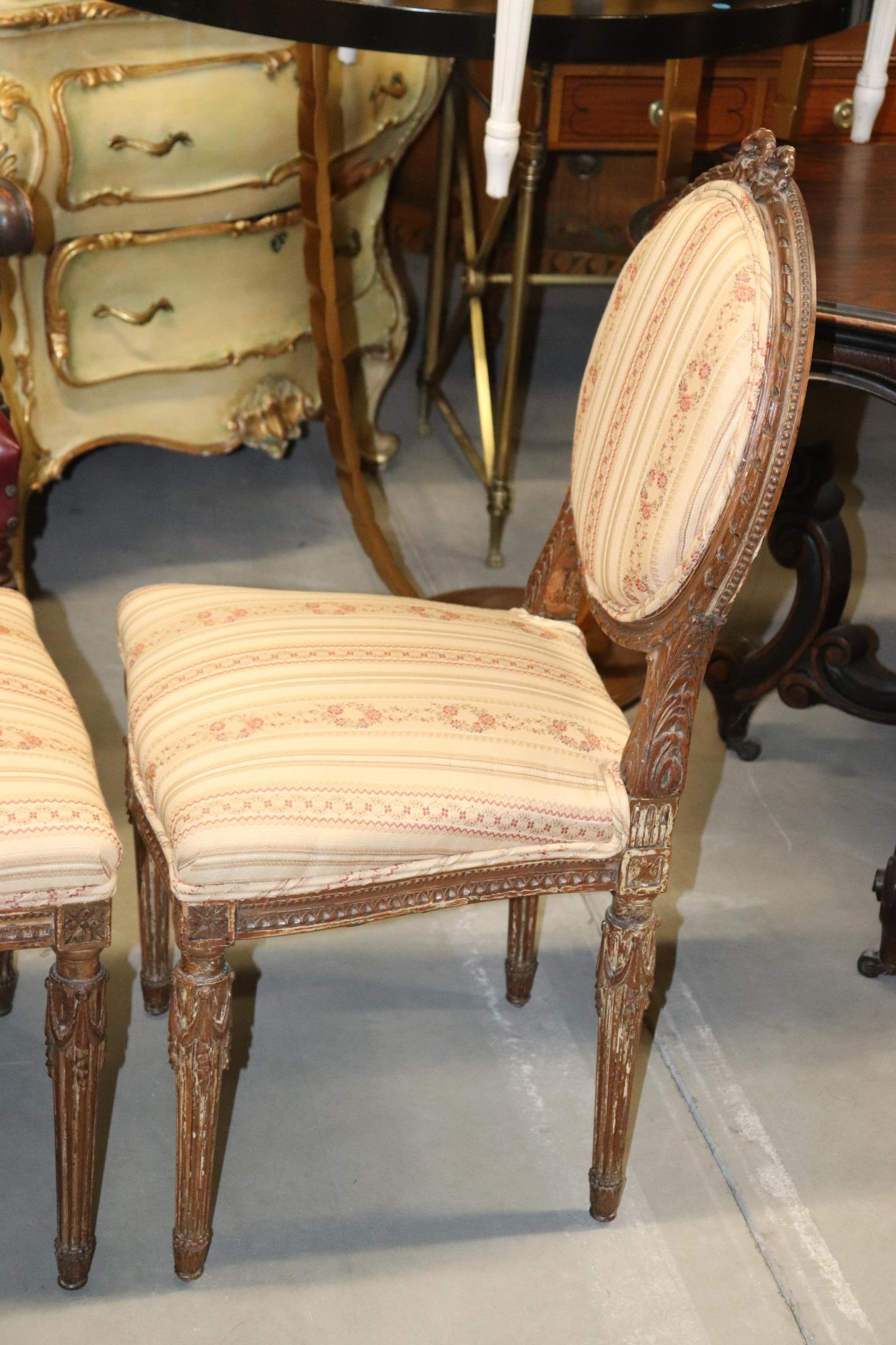 Fine Quality Pair of French Louis XVI Carved Side Chairs, Circa 1940s