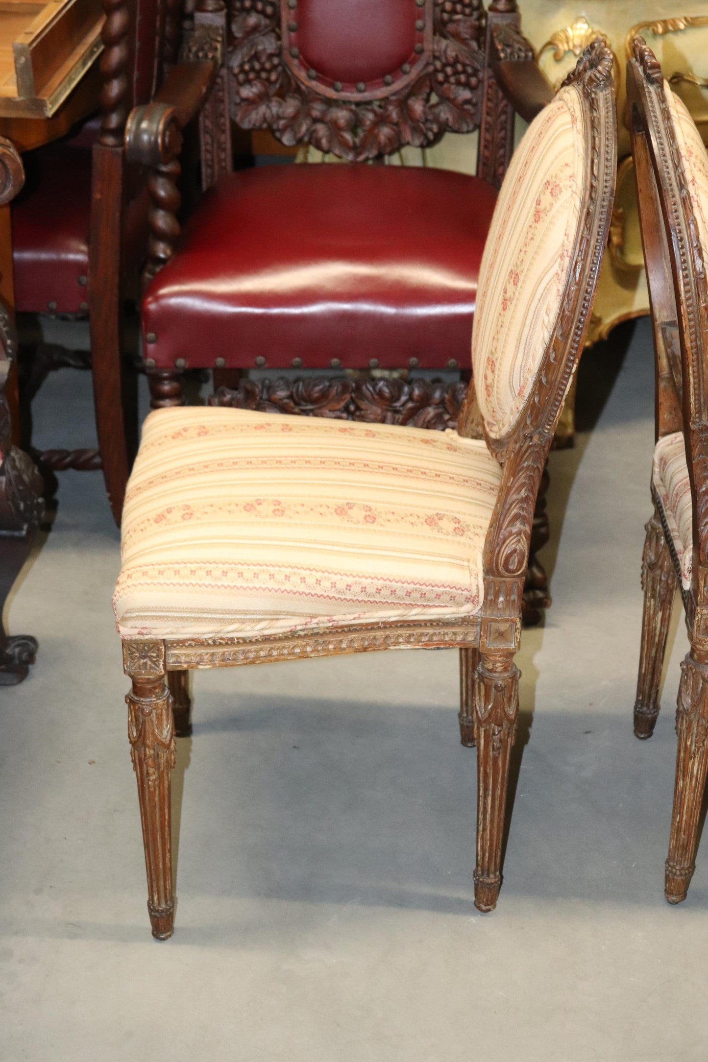 Fine Quality Pair of French Louis XVI Carved Side Chairs, Circa 1940s