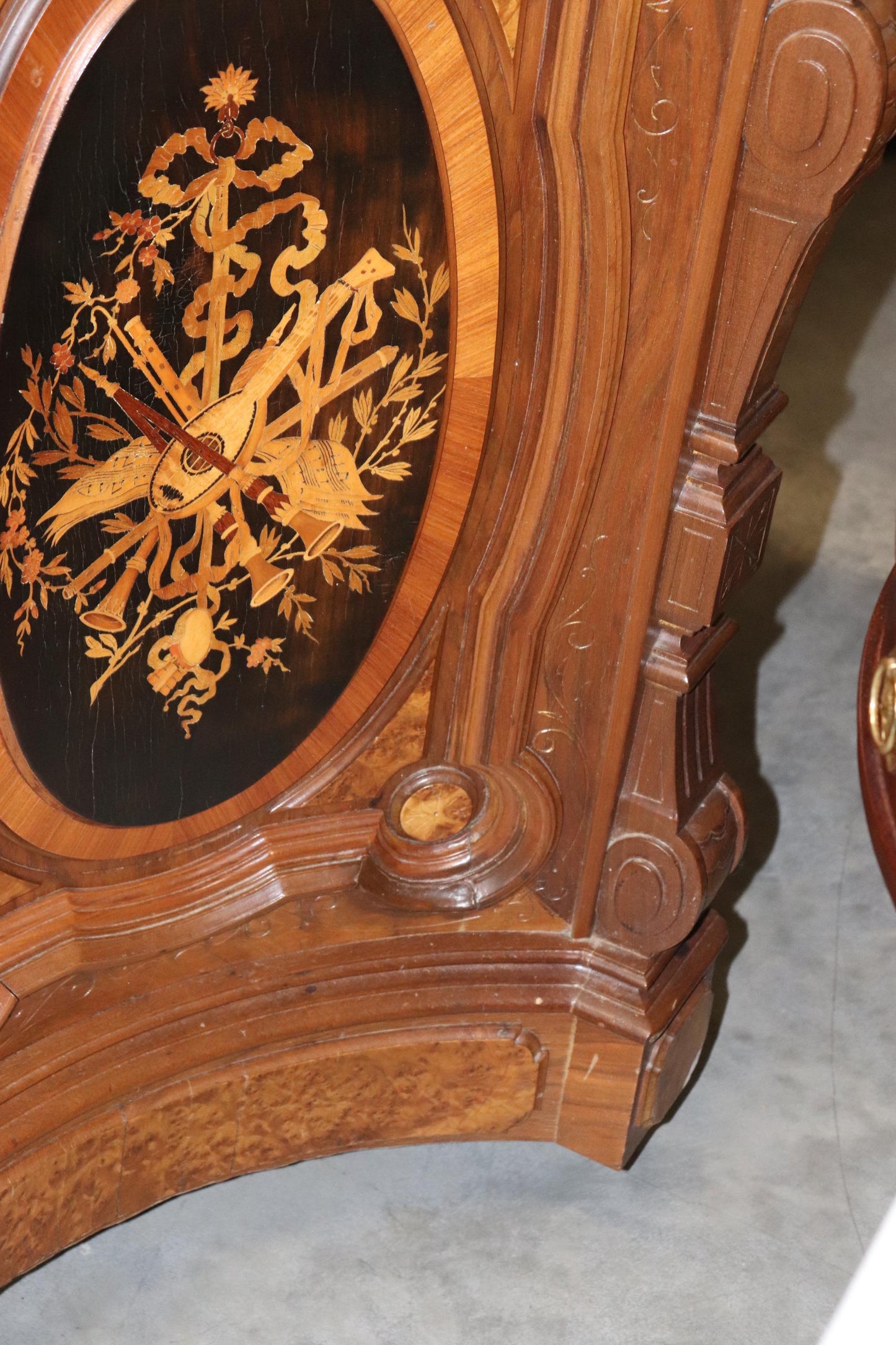 Pottier and Stymus Attributed Circassian Walnut Inlaid Credenza Sideboard