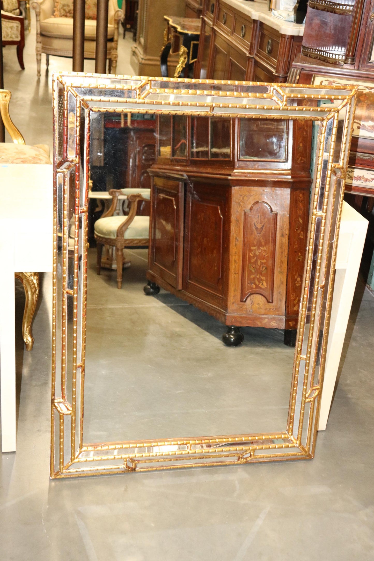 Fine Italian Made Multi-faceted Hollywood Regency Mirror Circa 1950