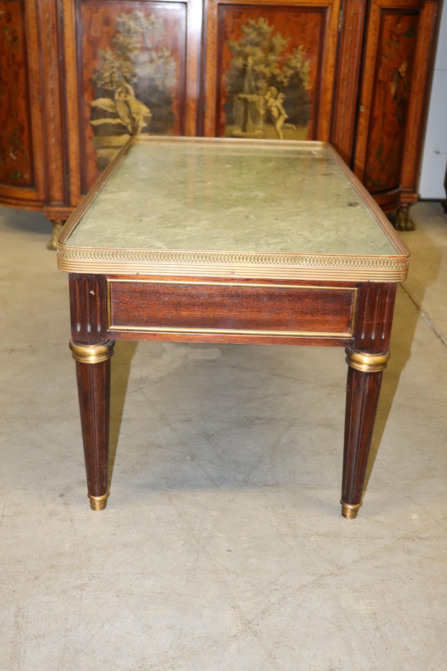 Fine Quality French Green Marble Top Bronze Mounted Louis XVI Coffee Table