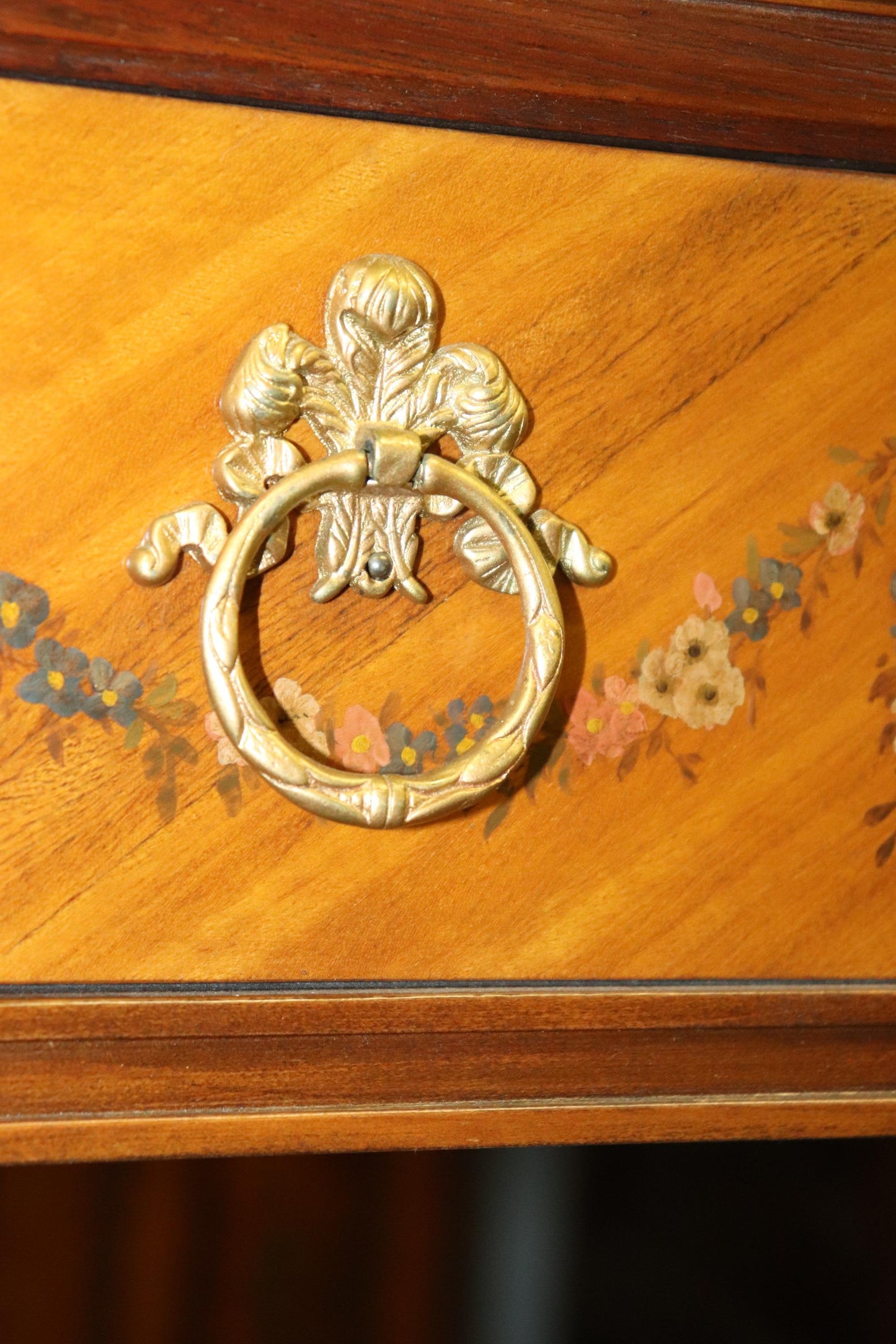 Fine Quality Paint Decorated Adams Satinwood Demilune Console Tables Circa 1900