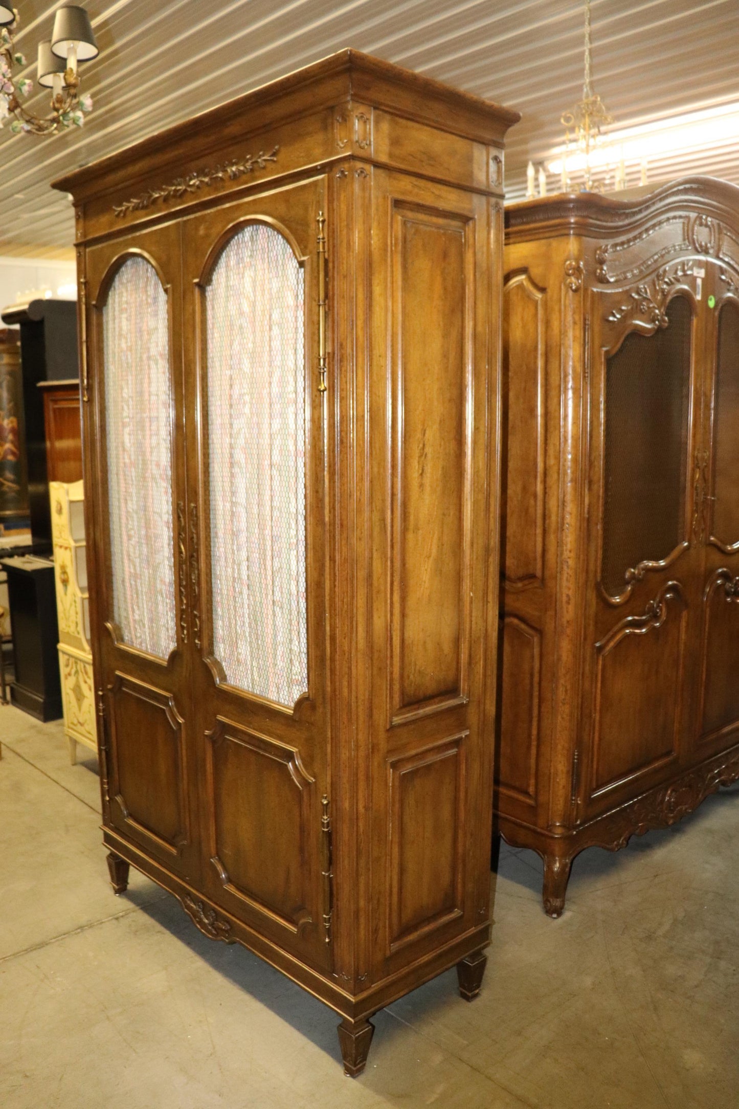 Auffray & Co Walnut French Louis XVI Open Door Armoire Circa 1960