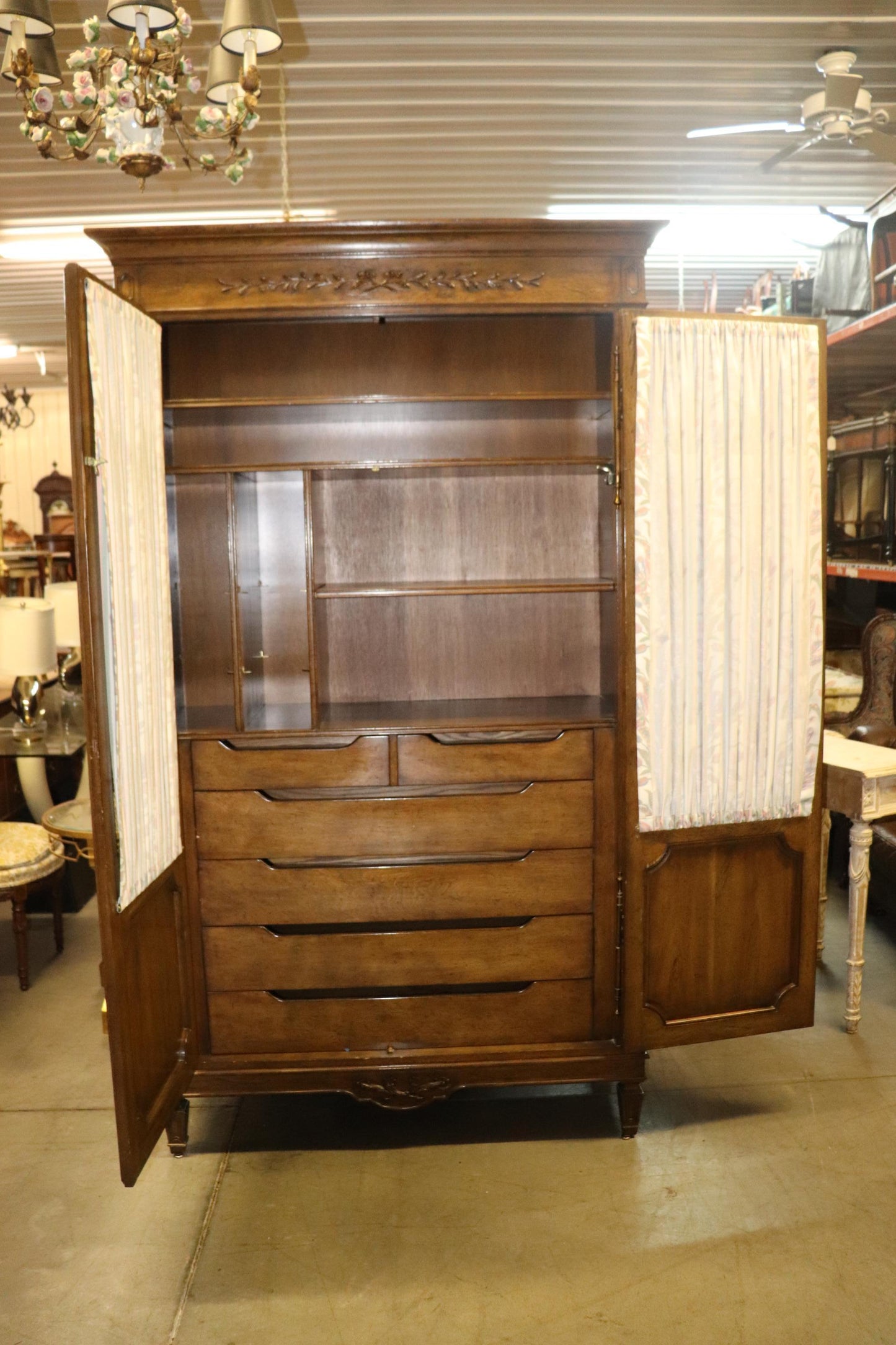 Auffray & Co Walnut French Louis XVI Open Door Armoire Circa 1960